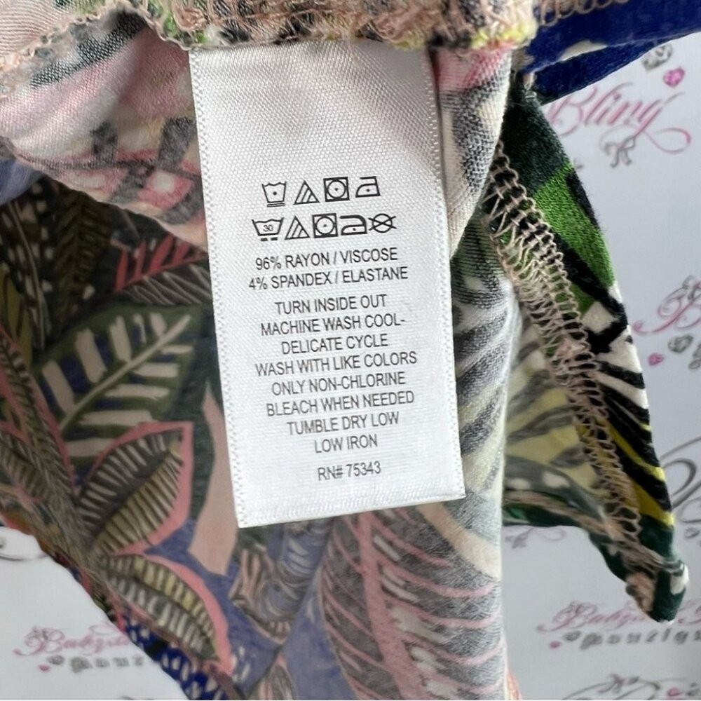 Cynthia Rowley tshirt tee tropical abstract floral Multicolor Leaf Print Blouse