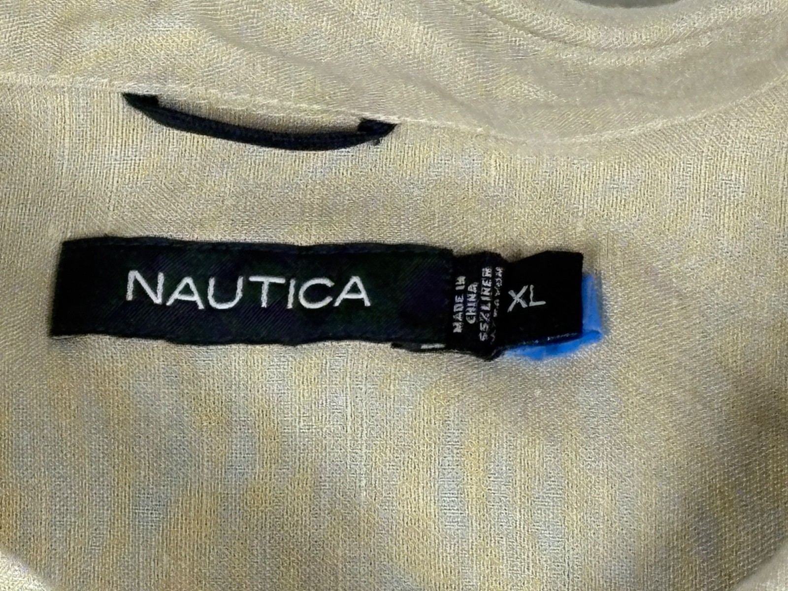 Nautica button down shirt Mens XL tan lightweight Linen blend Short Sleeve
