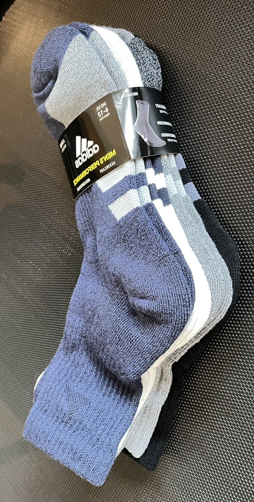 NWT Adidas Men’s High Quarter Sock, 4-pair