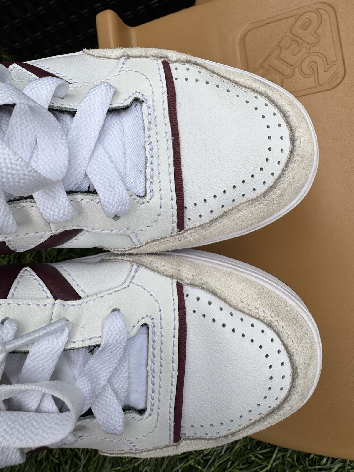 Vans Lowland CC Serio White Burgundy Gum Shoes Men 5 Women 6.5