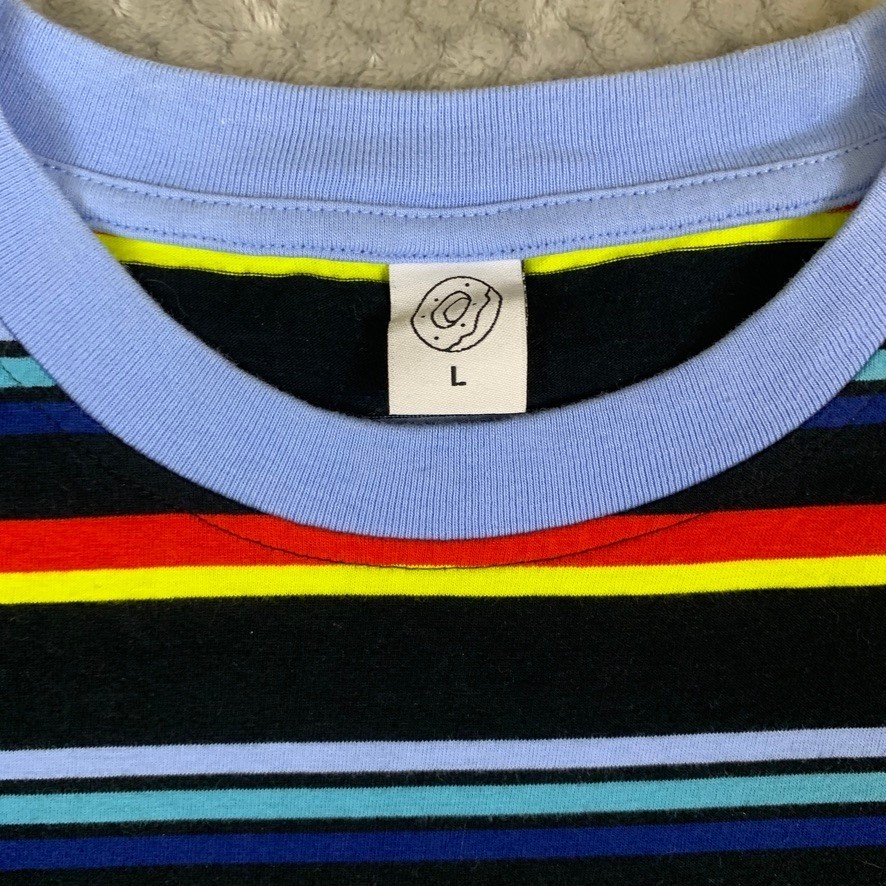 Odd Future Mens Multi-Color Striped Short Sleeve T-Shirt Black Size L 1875