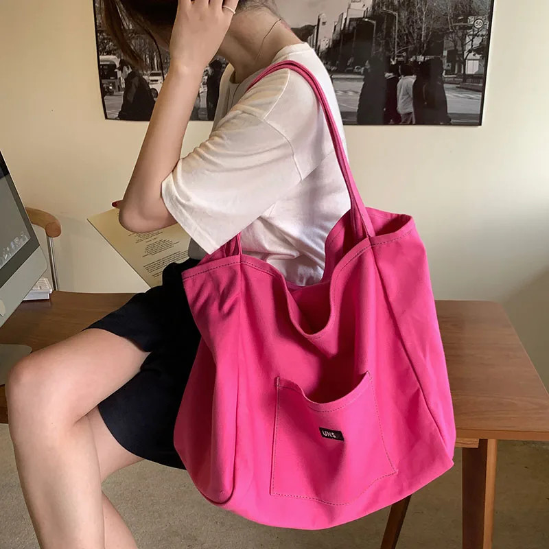 Canvas Bag High Quality Reusable Shopping Shoulder Bag Women Simple Casual Daily