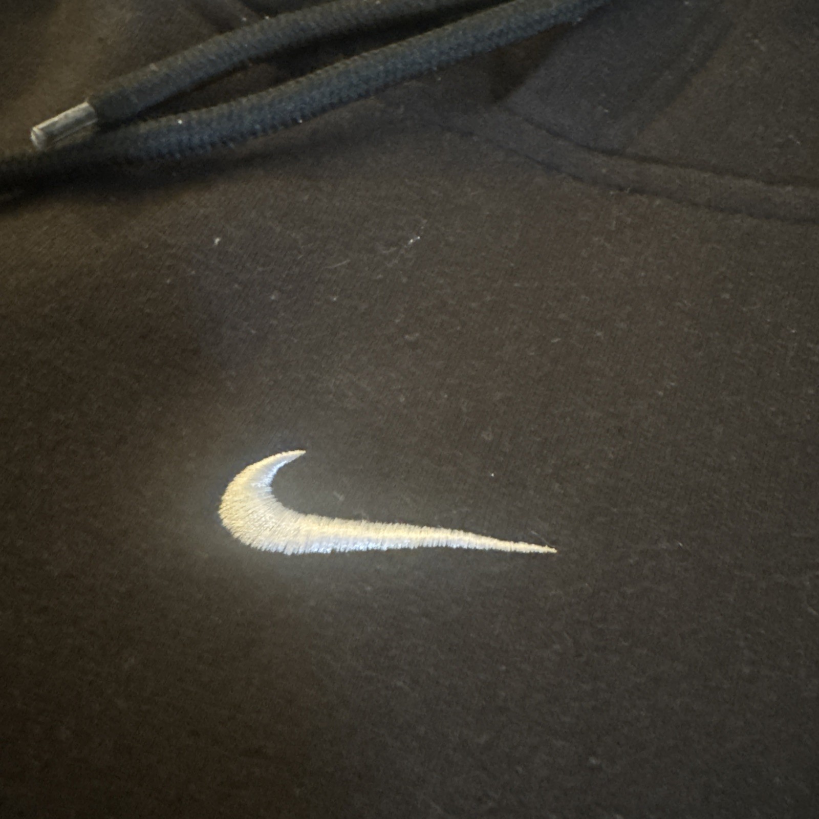 Vtg Nike Y2K Center Swoosh Check Pullover Sweatshirt Hoodie Black – Medium
