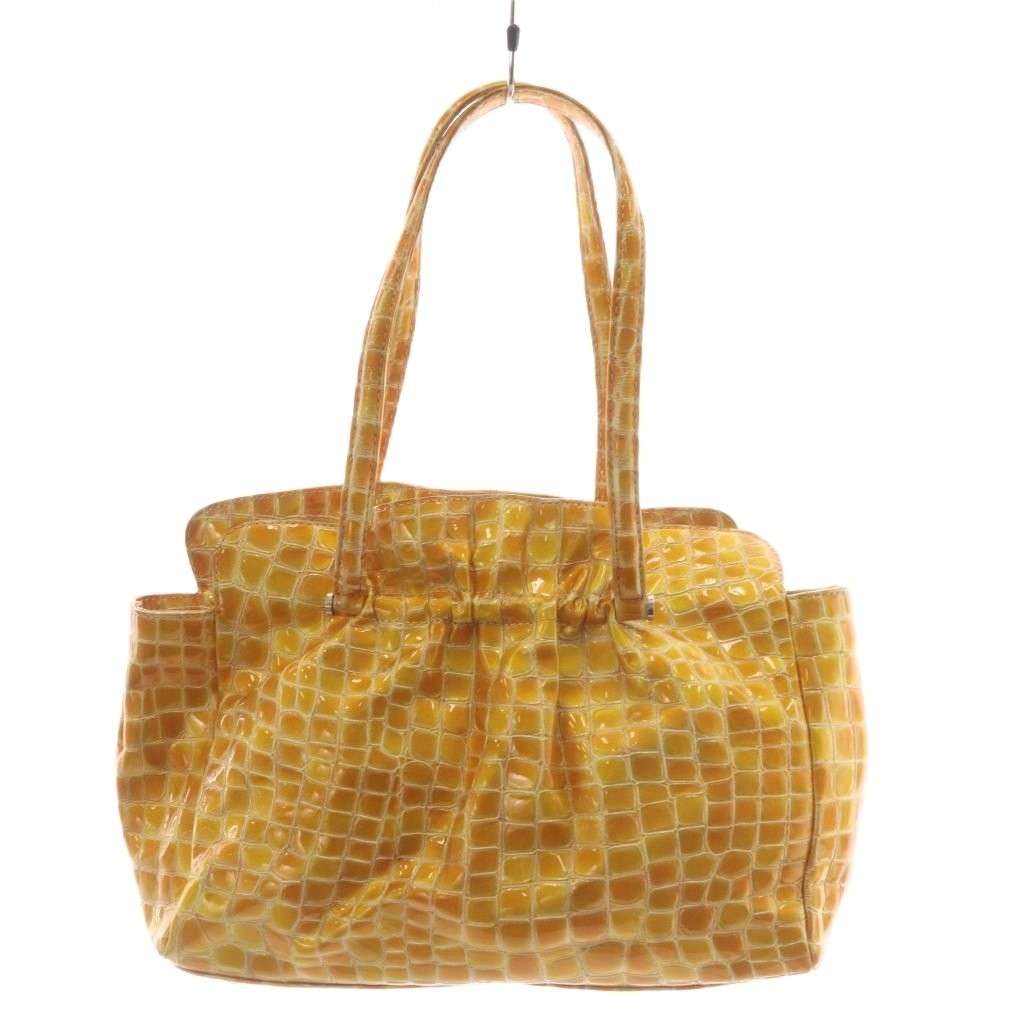 Cocco Fiore Yellow Enamel Tote Bag Ladies Vintage AB Condition 8.5×12.6in