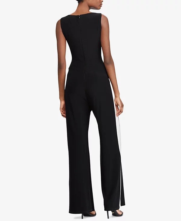 LAUREN Ralph Lauren Shah Sleeveless Graphic Two-Tone Matte Jersey Jumpsuit, 2
