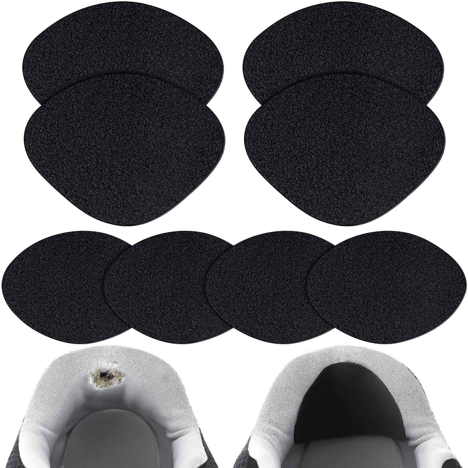 Shoe Heel Patches, 4 Pairs 2 Sizes 3.5 in × 2.8 in, × 2.4 Black