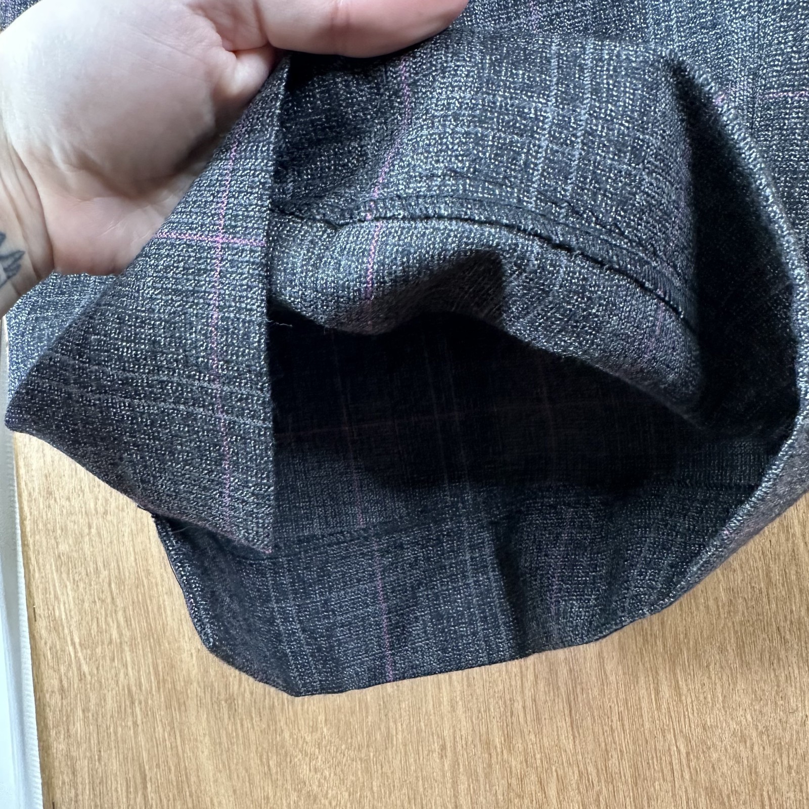 Tiglio Rosso Suit Mens 42R Gray Windowpane 1 Button Wool Super 150 34×28 3 Piece