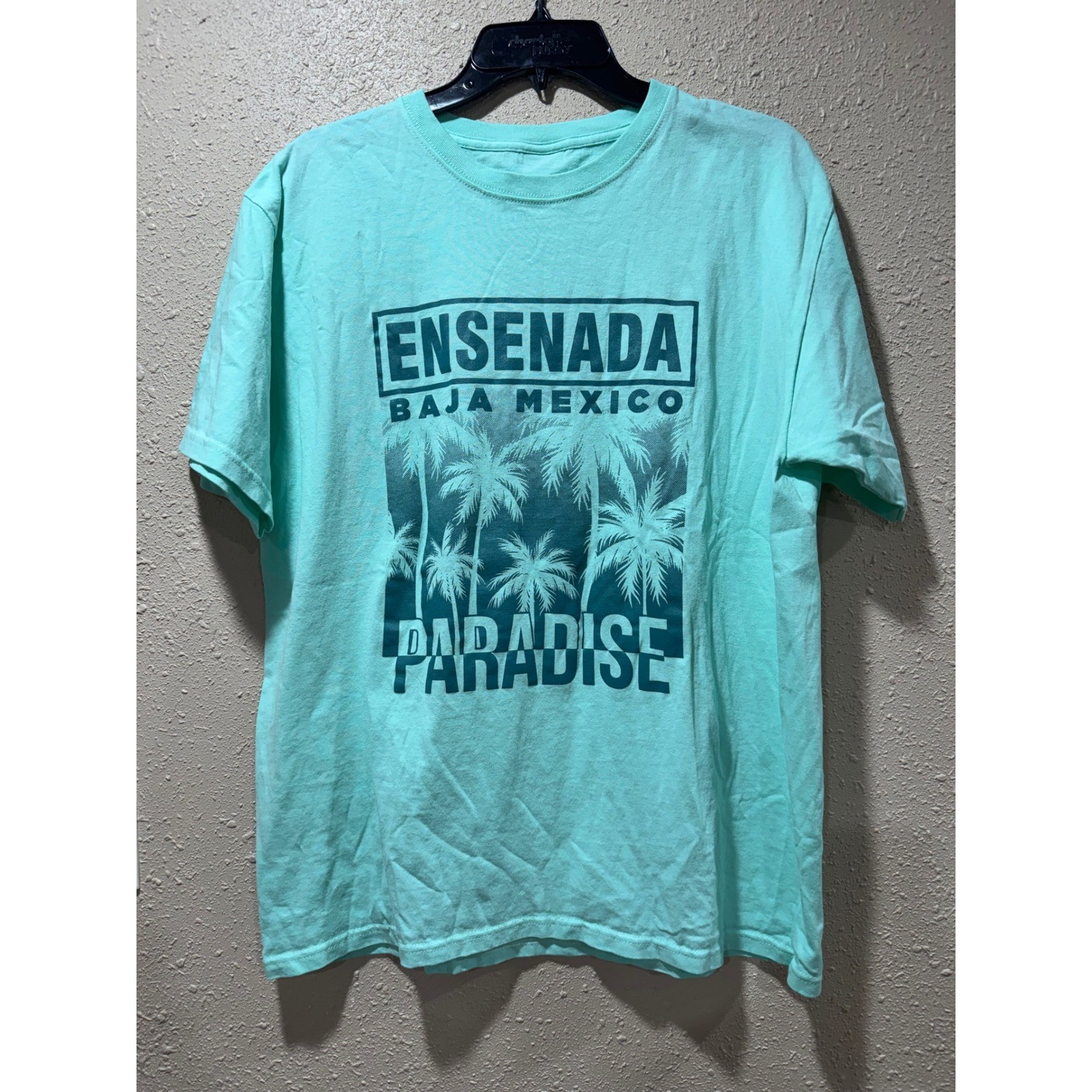 Ensenada Baja Mexico Paradise Graphic T-Shirt Mint Green Palm Tree Souvenir Tee