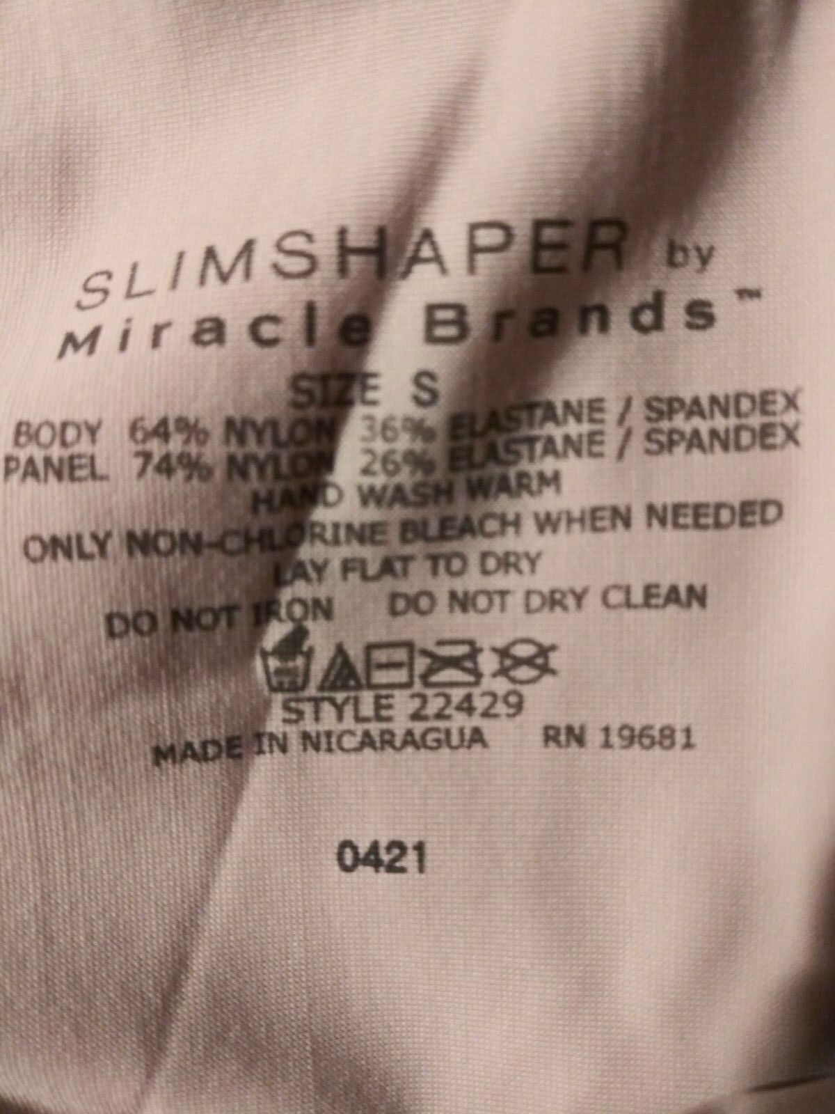 Slim Shaper by Miracle Brands Size Small Dress Size (4-6) Back Magic 118