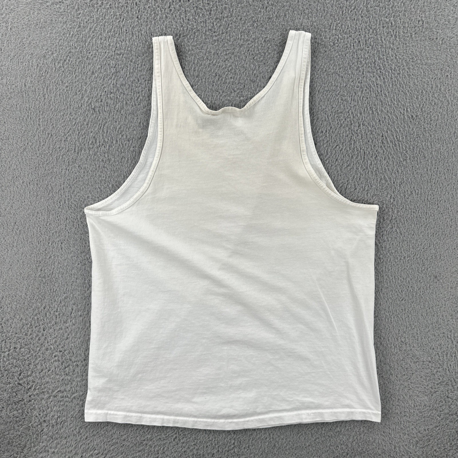 Vintage Hanes Men’s L White Sleeveless Shirt 101 KUFO the Edge Of Rock Radio Tee