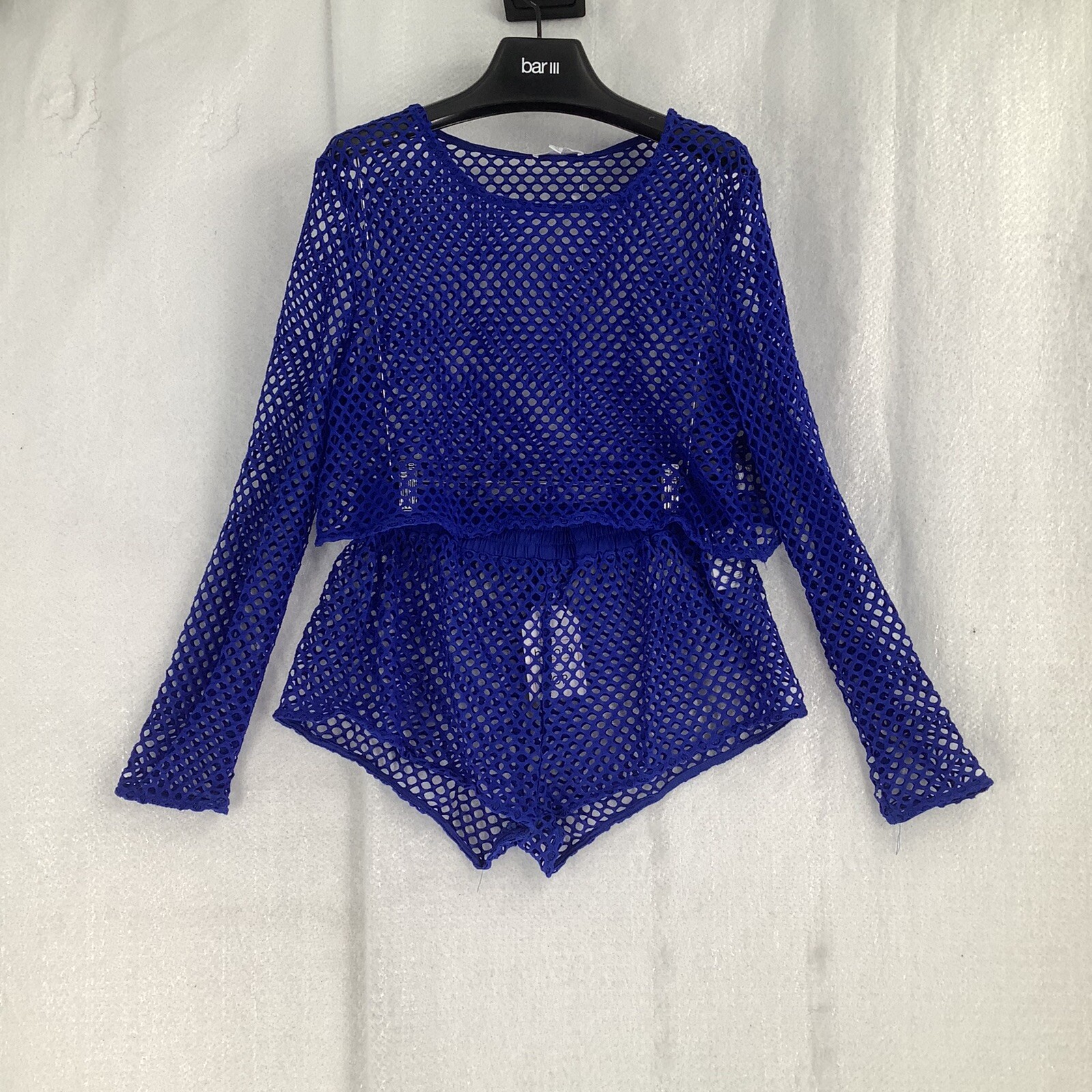Bloom + Pop women’s neon Blue mesh 2 piece cover up beach set size S / M
