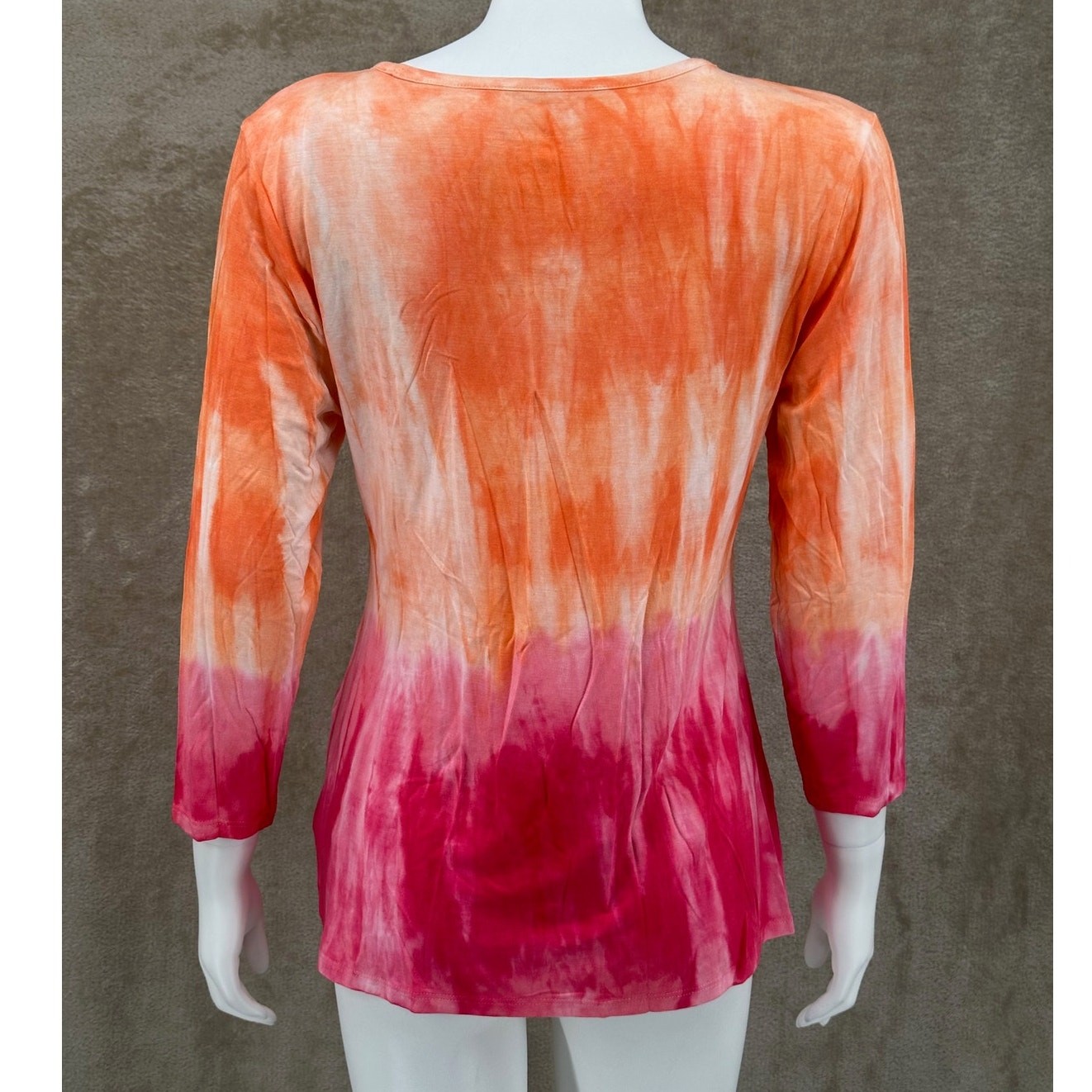 Soft Surroundings Top Womens Medium Orange Ombre Tunic Knit Modal Beachy Boho