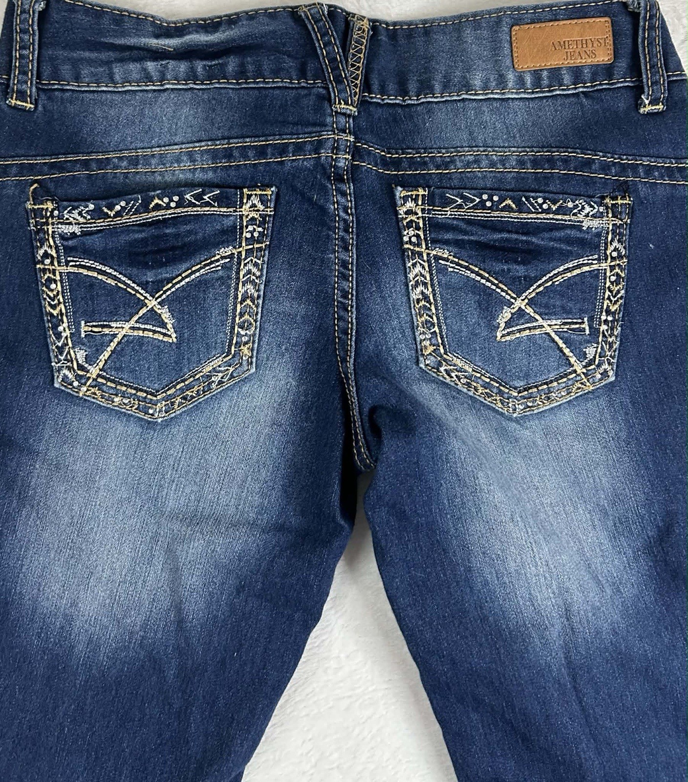 Amethyst Juniors Size 5 Dark Wash Bootcut Jeans Double Button Waist
