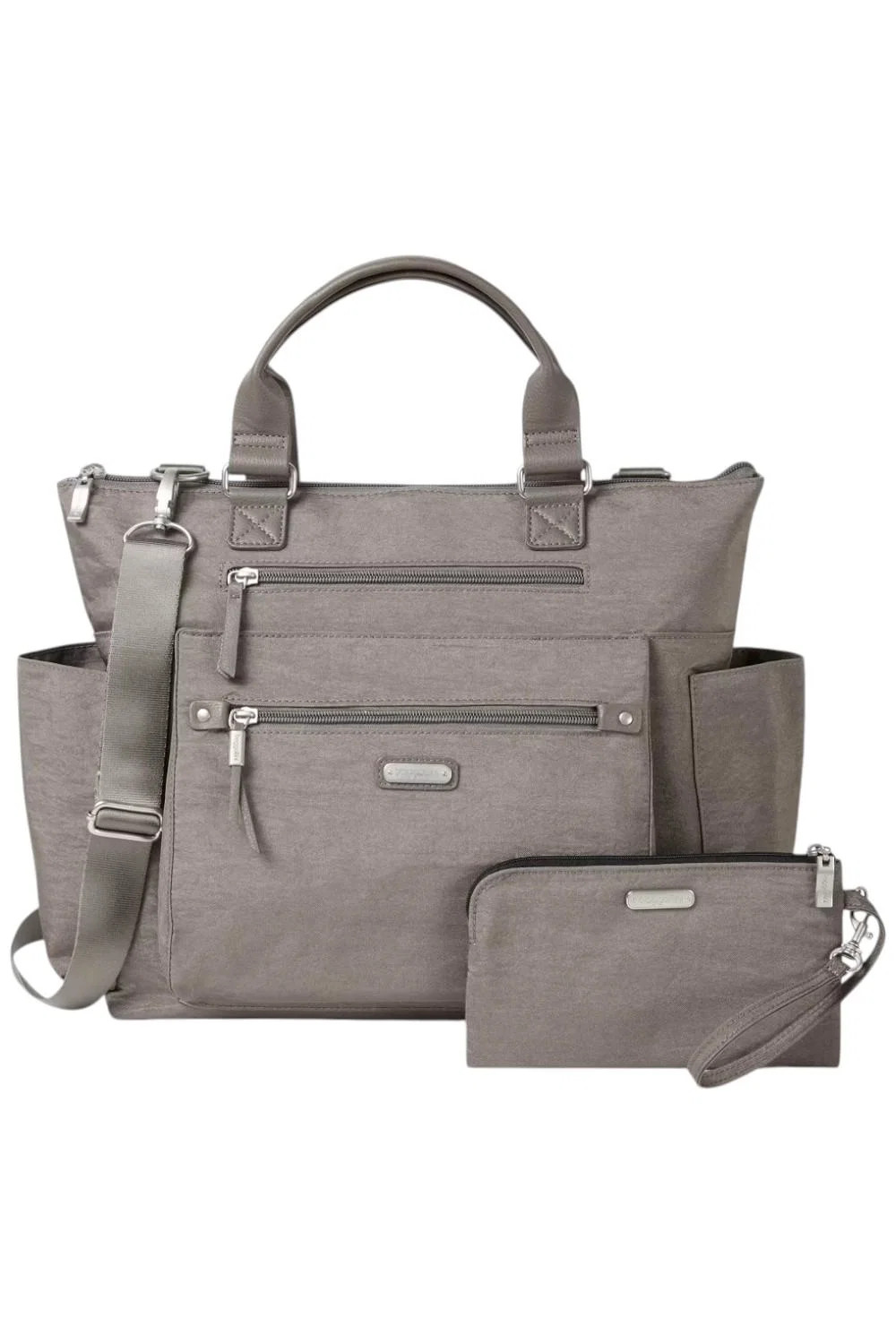 Baggallini 3-in-1 Convertible Backpack with Wristlet Sterling Shimmer