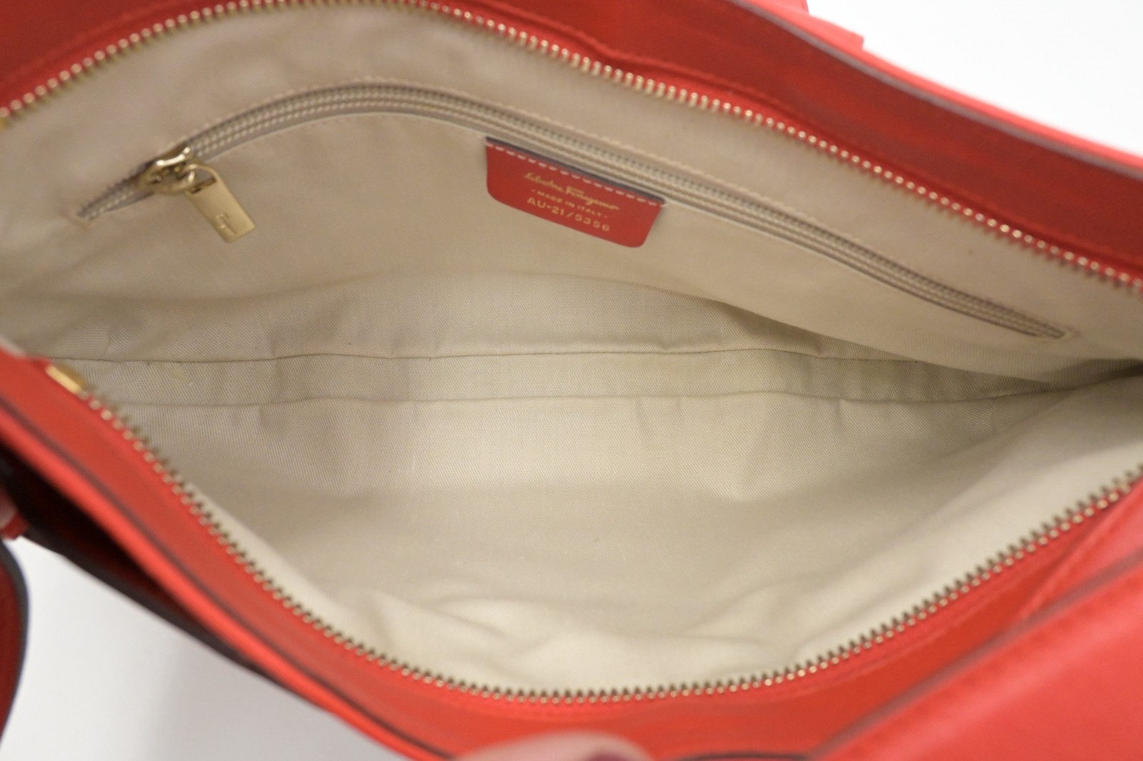 Authentic Ferragamo Gancini One Shoulder Bag, Red