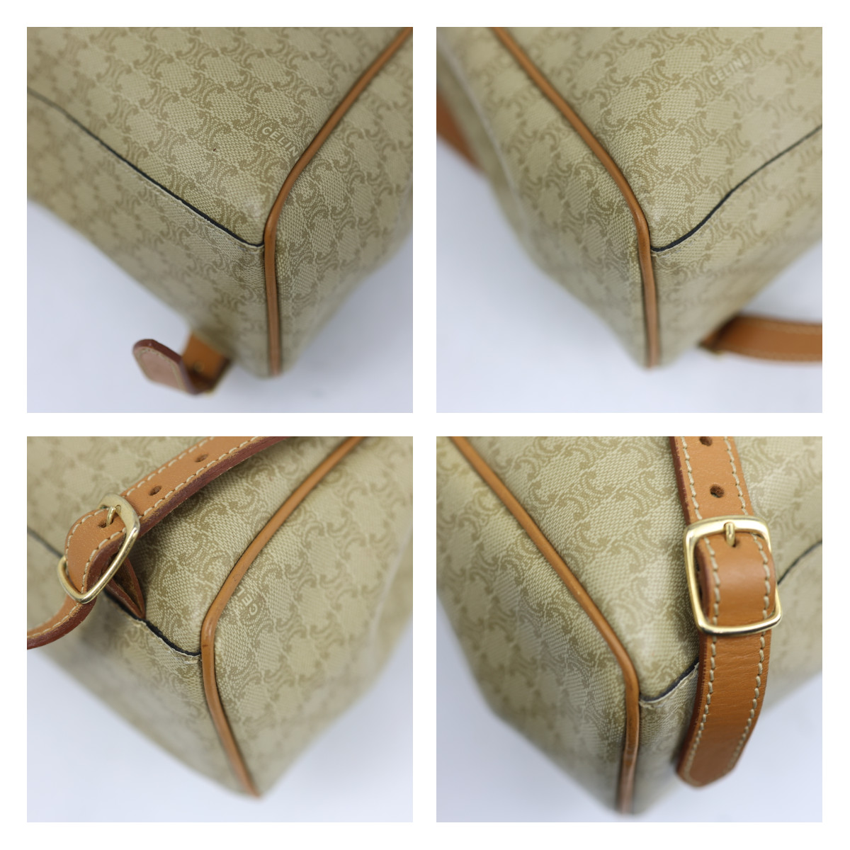 Rare Auth CELINE Vintage Beige Macadam Canvas Backpack – Monogram Rucksack Purse