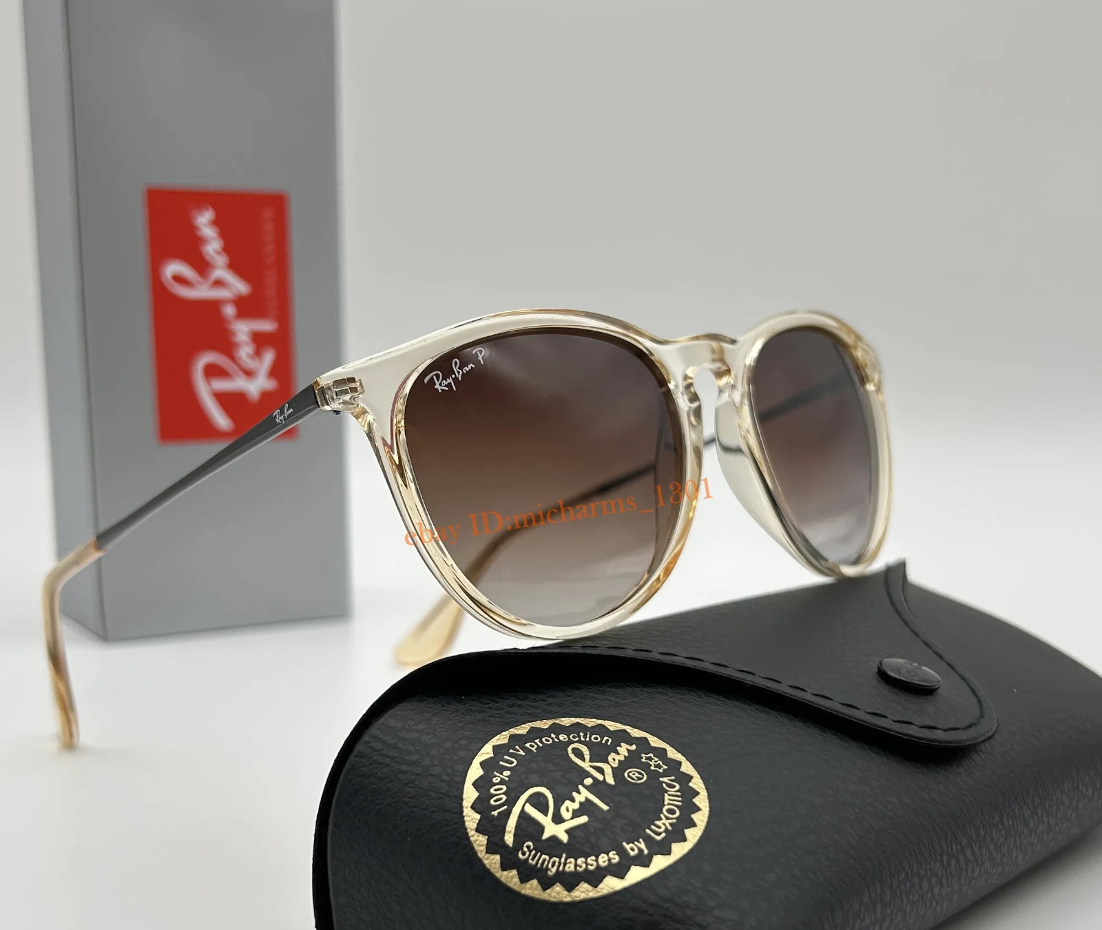 Ray-Ban Erika RB4171 6514/13 Transparent Brown Gradient Polarized Sunglasses 54