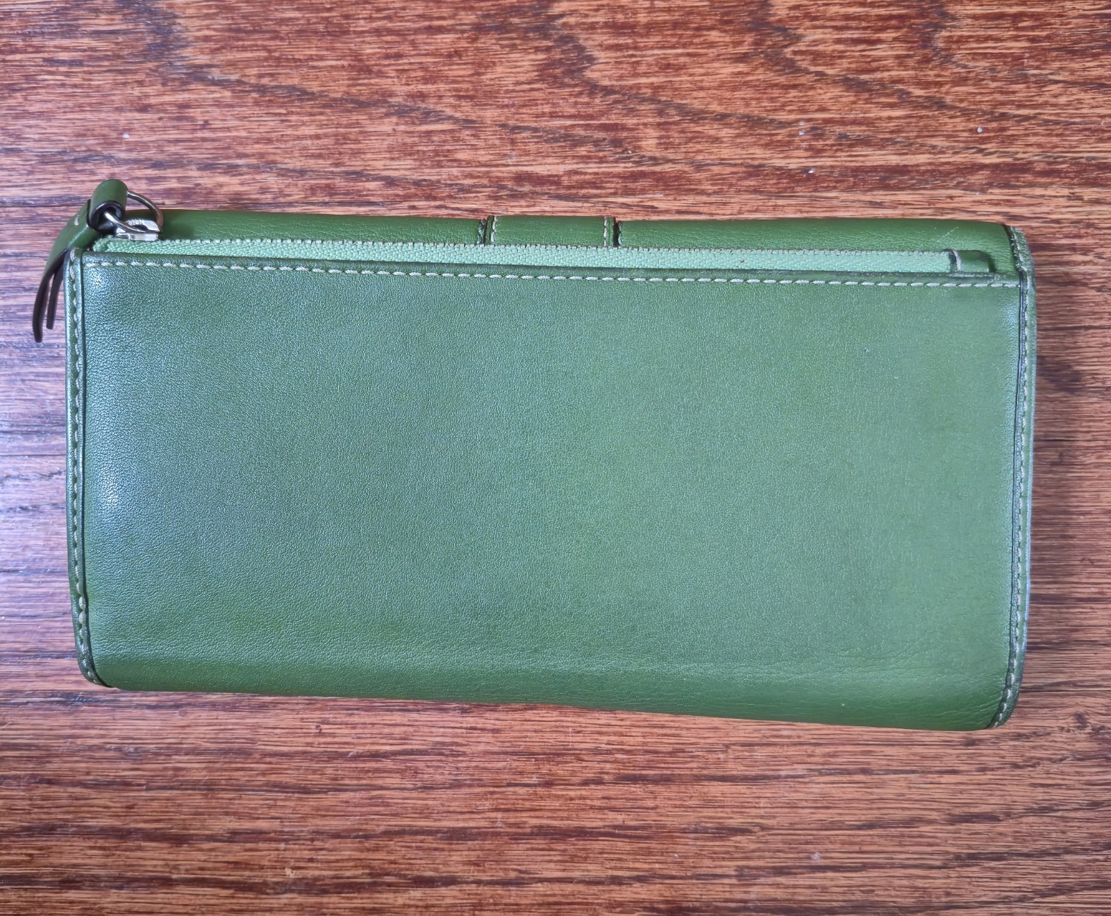 Coach Women’s Solid Green Blue Wallet Snap Closure Zip Pocket ID Window