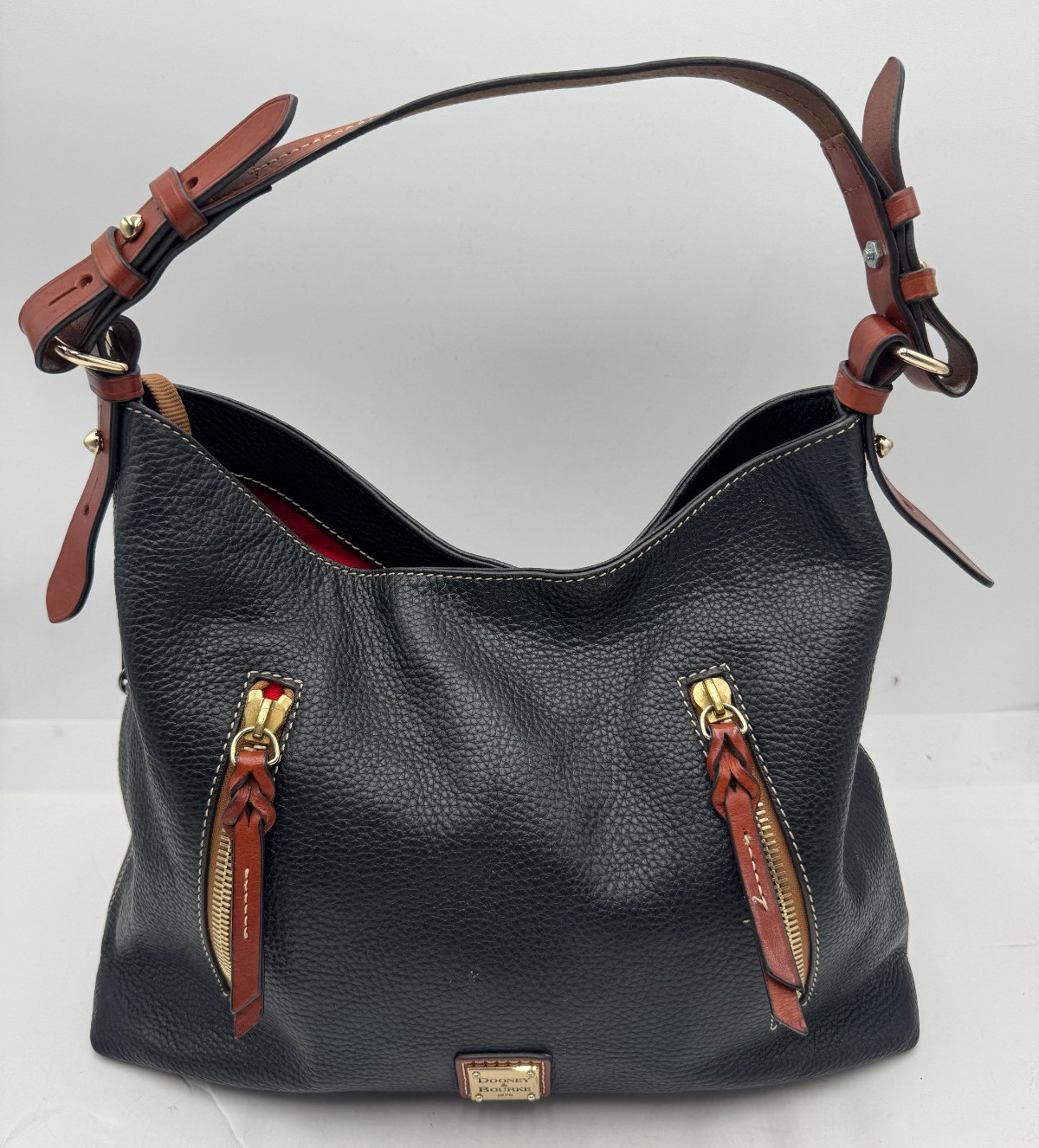 Dooney & Bourke Women’s Handbag Core Black Pebbled Leather Inner Pocket Hobo Bag