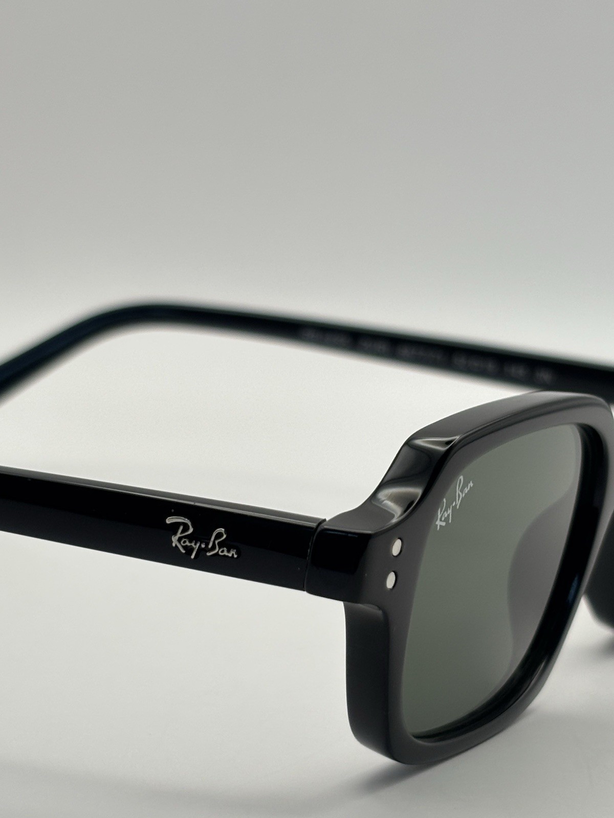 Ray-Ban RB4455 Zuri Rectangle Sunglasses Black Plastic Frame Green Tinted 145mm