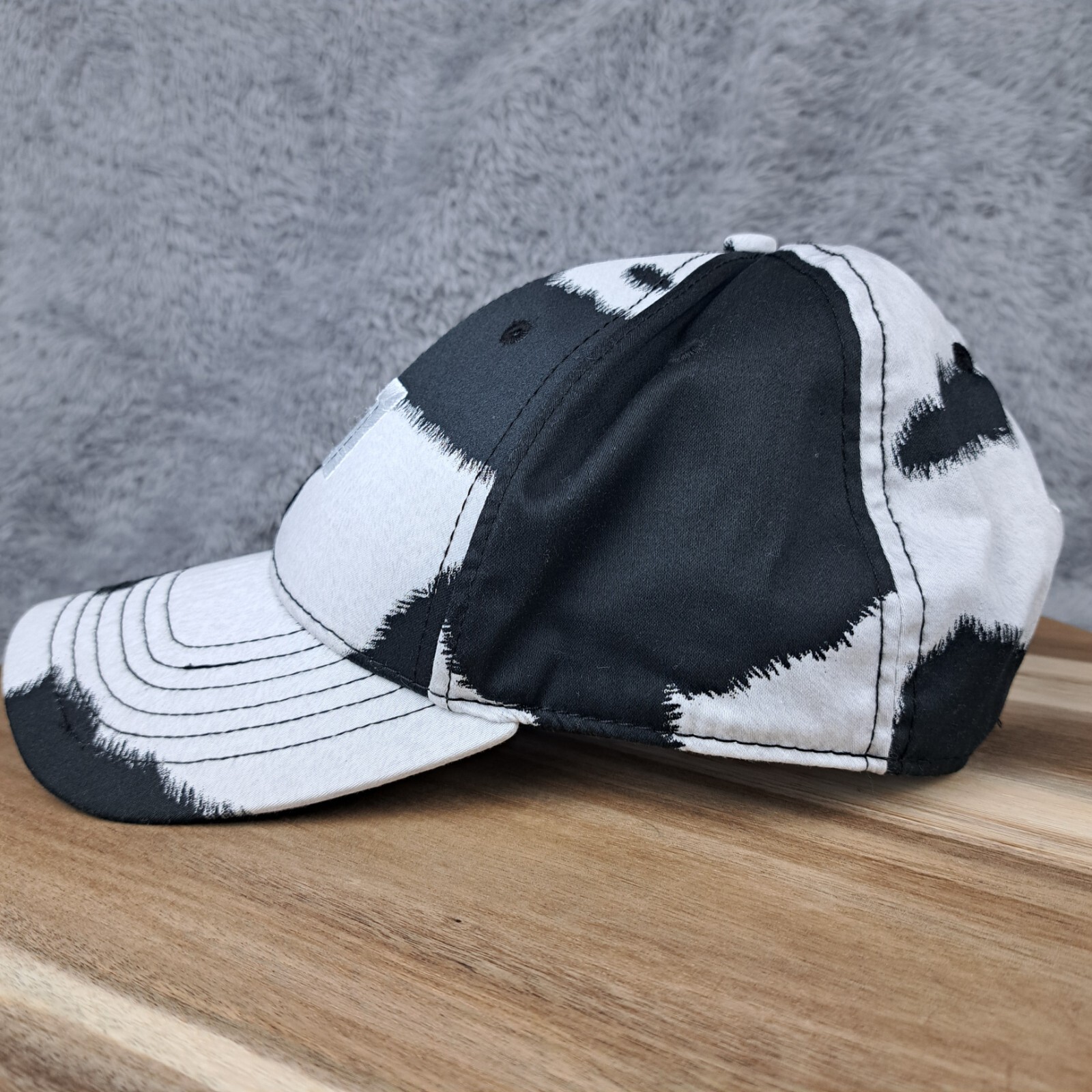 Loudmouth Golf Hat Cap Strap Back Black White All Over Cow Print Golfer Athletic