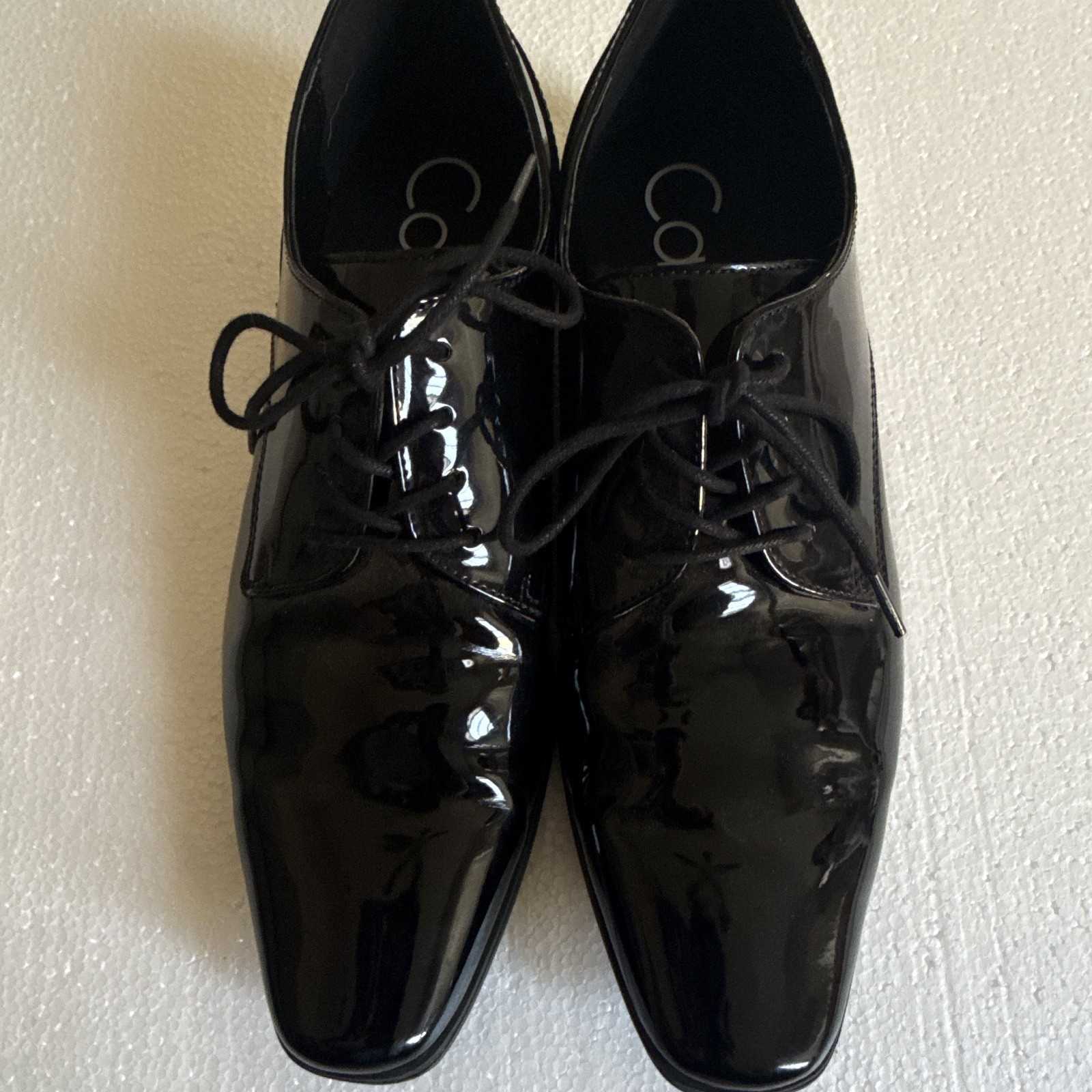 Calvin Klein Brodie Patent Leather Lace-Up Oxford Dress Shoes Black 11.5M