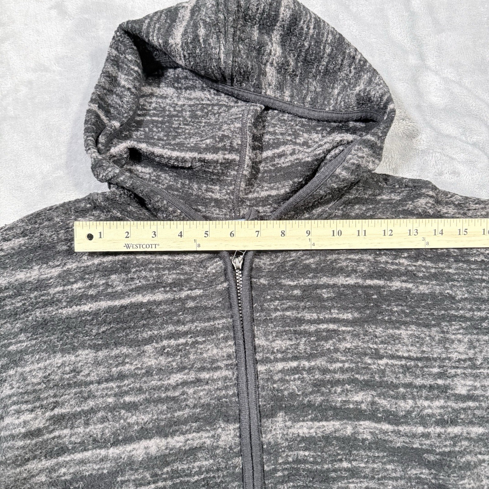 Simply Vera Vera Wang Women’s Heathered Gray Full Zip Fleece Hoodie Pockets S