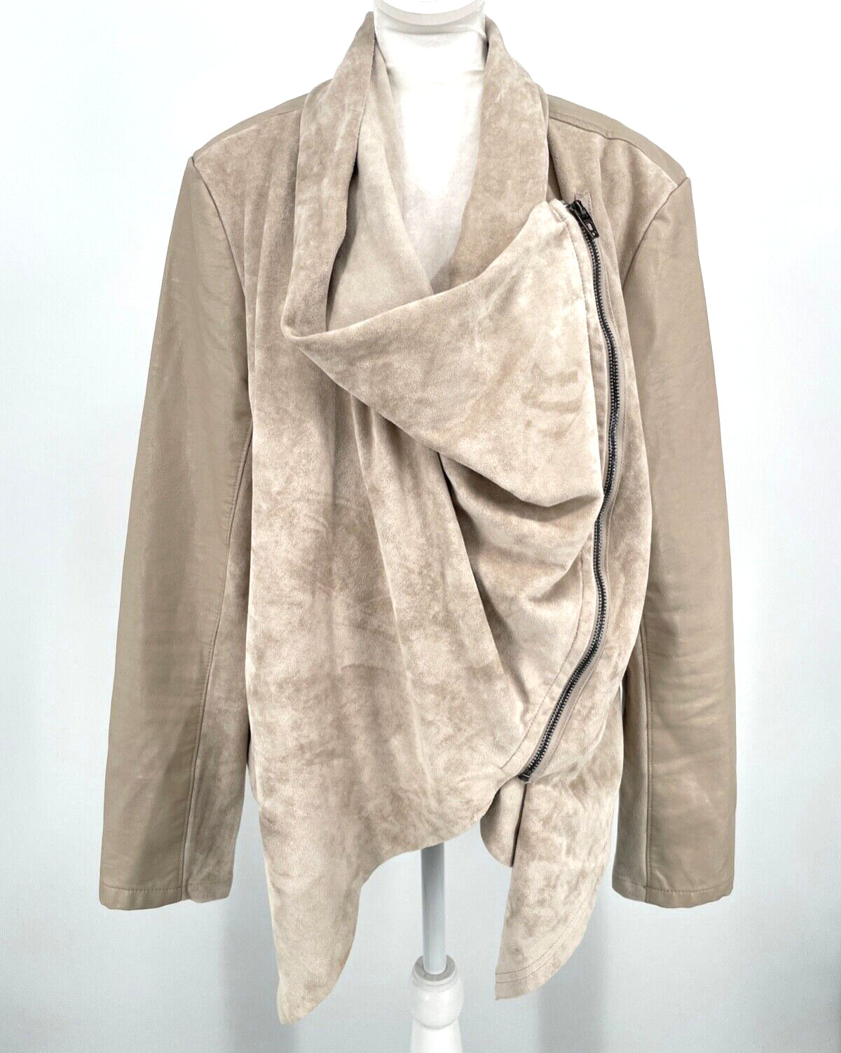Blank NYC womens Size L Sunny Days Moto Jacket faux suede asymmetrical zip