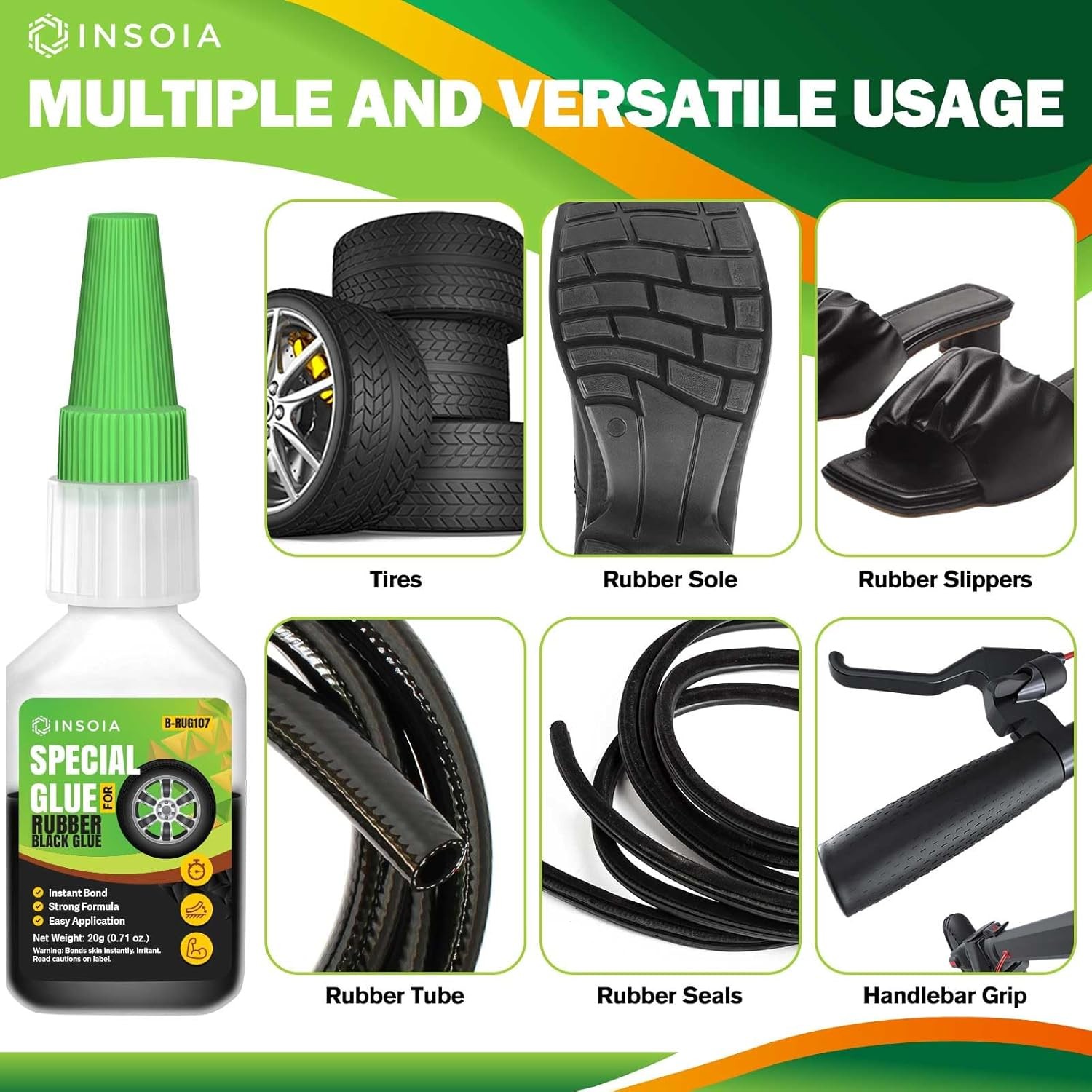 Black Rubber Glue 20g Heavy Duty Adhesive for Tire Tube Shoe Sole Repair