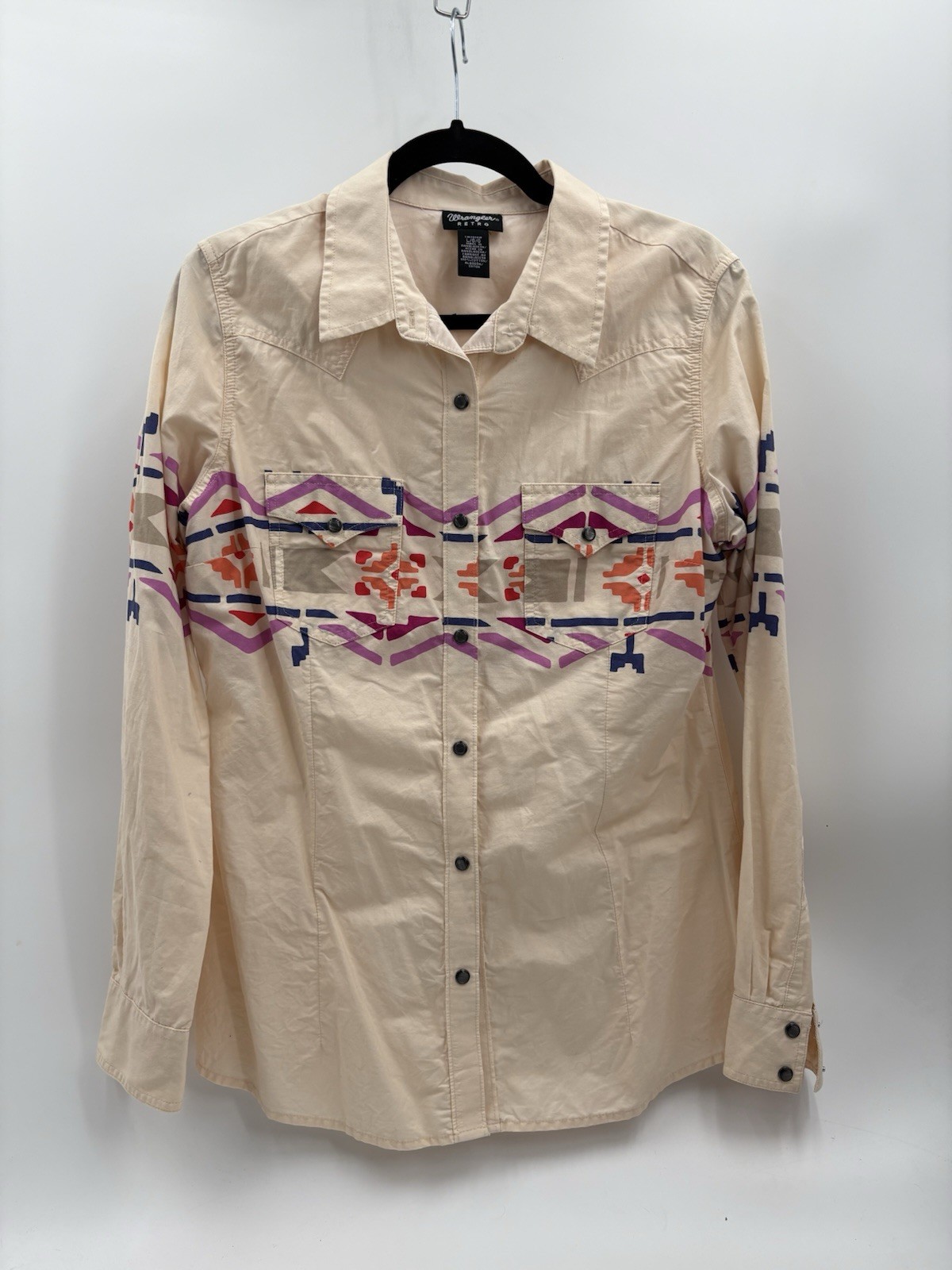 Wrangler Retro Women’s Large Long Sleeve Pearl Snap Western Shirt Cowgirl Aztec