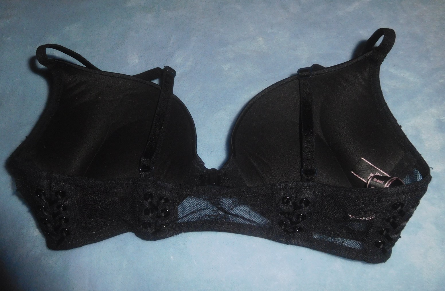 EUC! Victoria’s Secret Bombshell Add 2 Cup Sizes Push-Up Bra Black Lace 34B