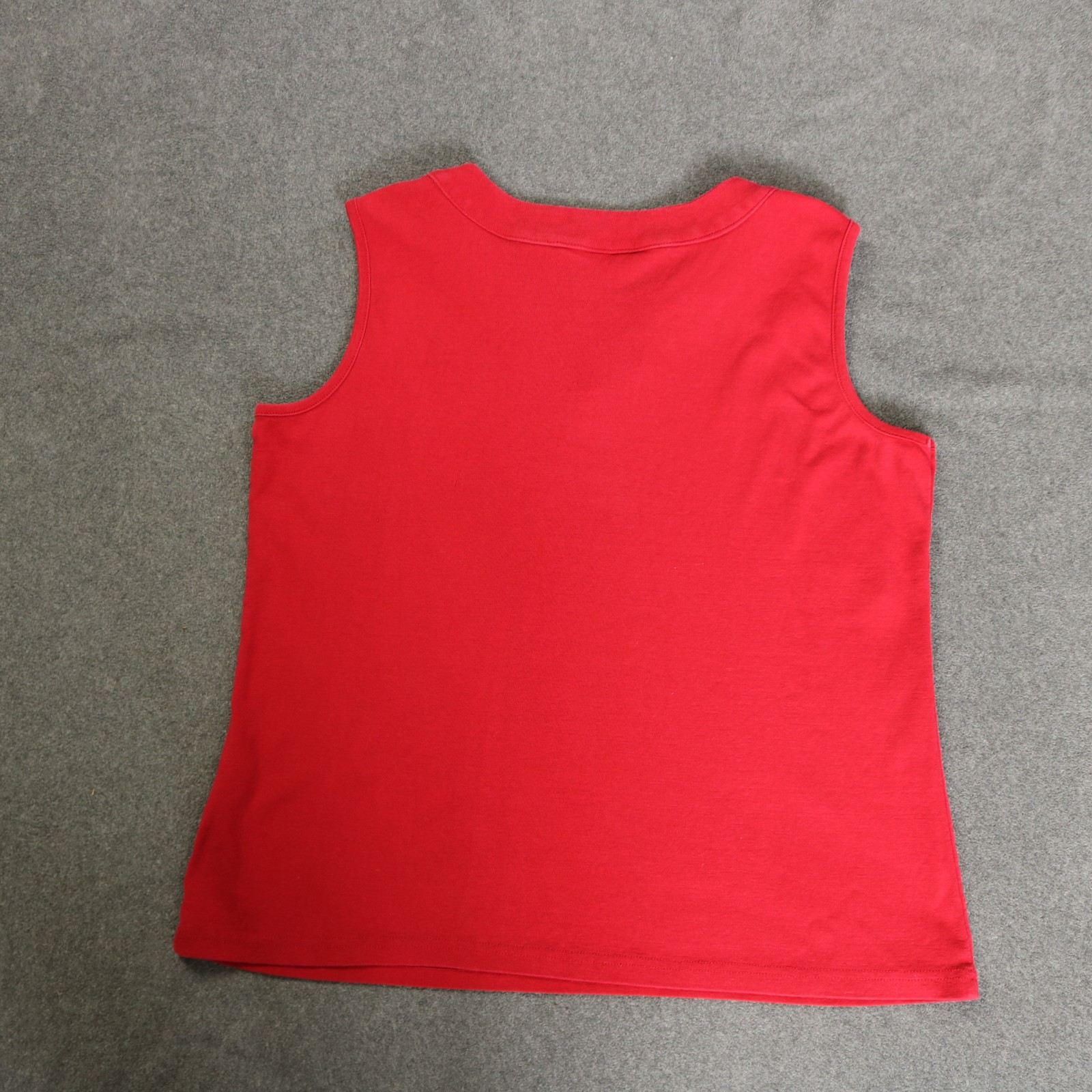 Christopher & Banks Button Accent V-Neck Sleeveless Knit Top Red L