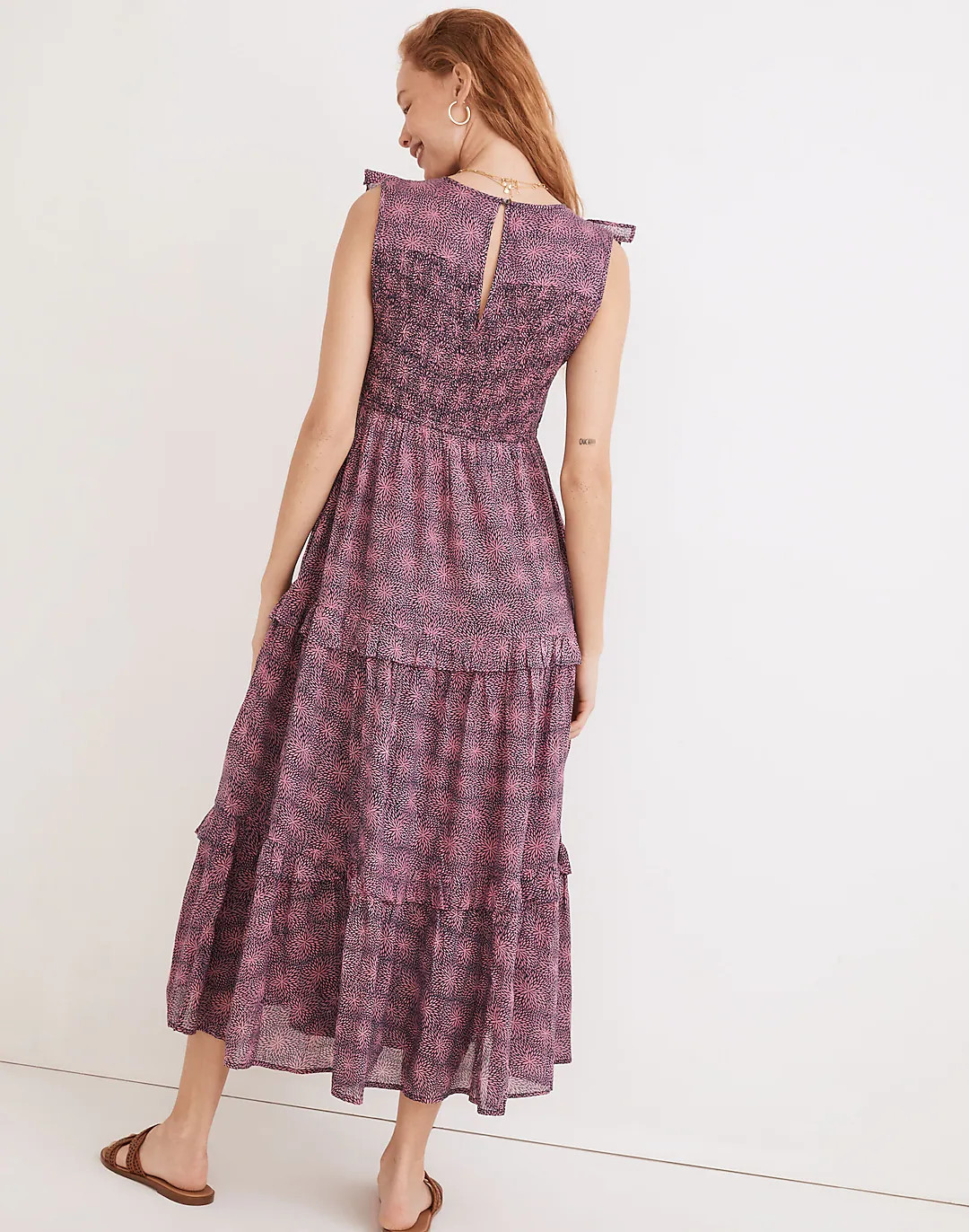 Banjanan S Small Iris Dress Petal Power Blueprint Print Cotton Voile Midi