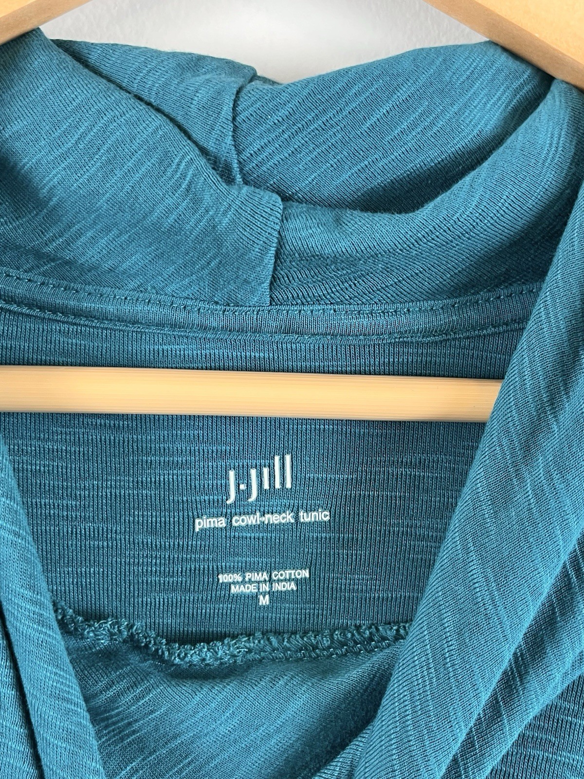 J. Jill Cowl Neck Tunic Womens Sz Medium 100% Pima Cotton Turquoise
