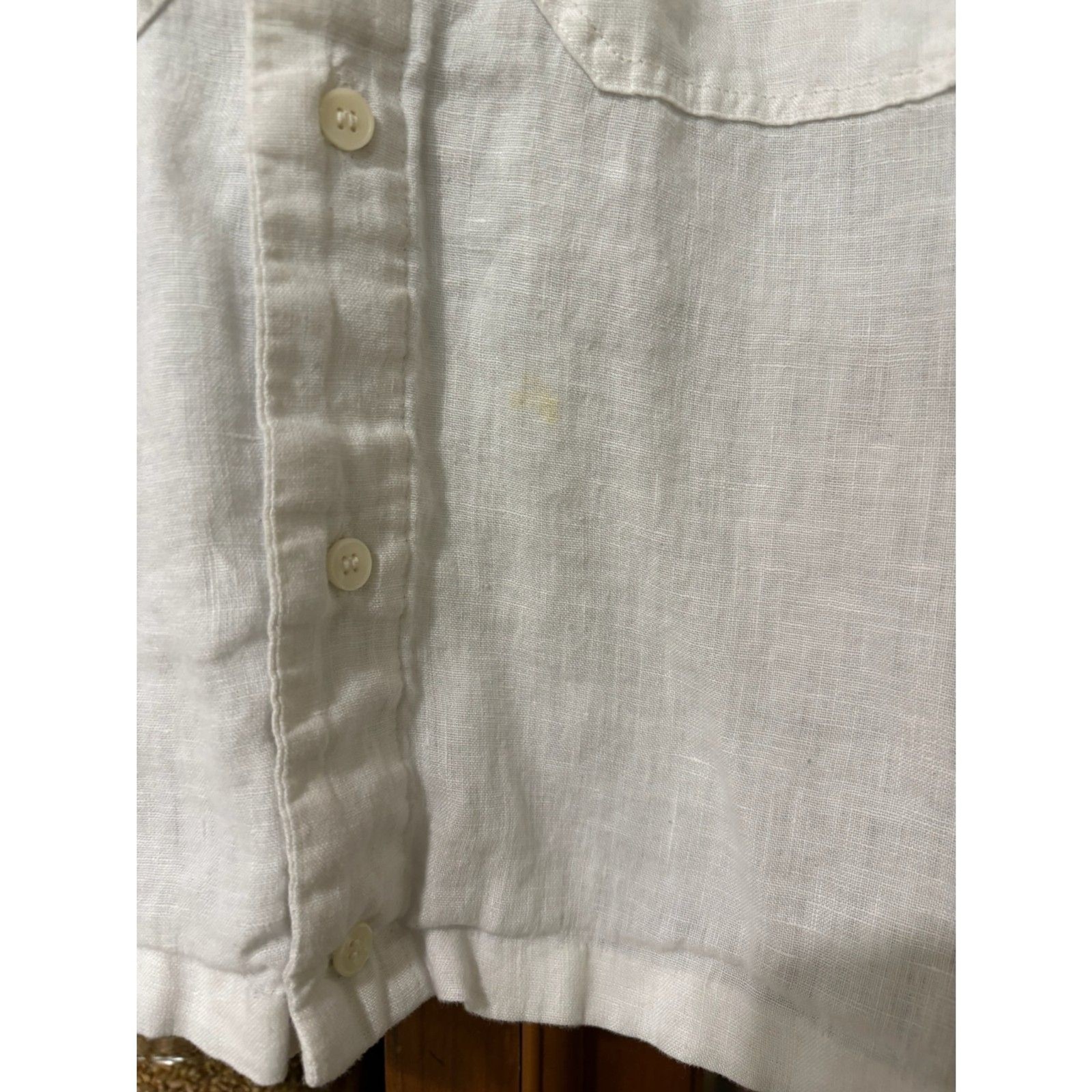 Banana Republic White Linen Camp Collar Shirt Medium