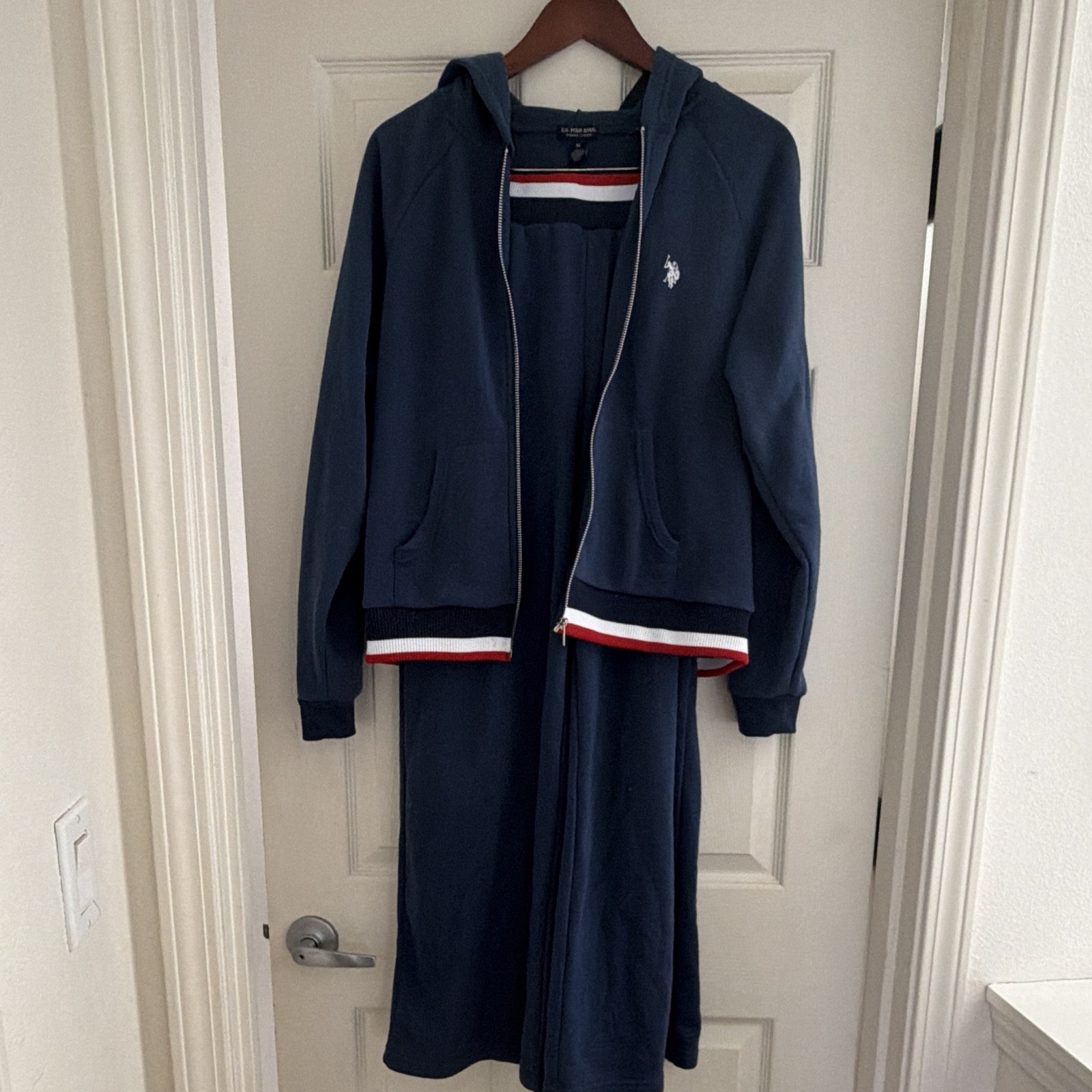U.S. Polo Assn. Men’s 2pc Fleece Tracksuit Hoodie & Pants Zip Pockets M