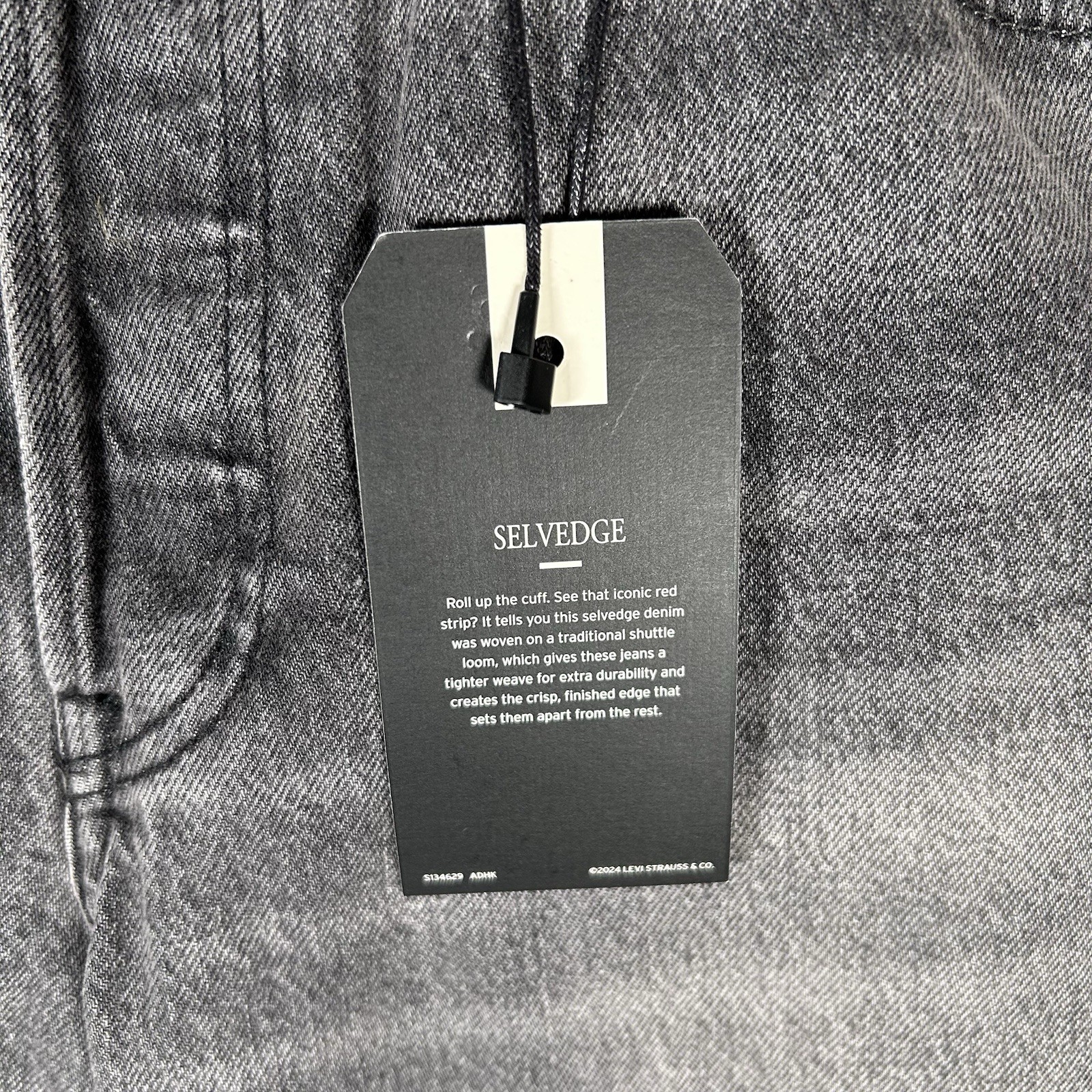 Levi’s 501 Selvedge Straight Fit Big E Denim Jeans Black Ash Men’s Size 33X32