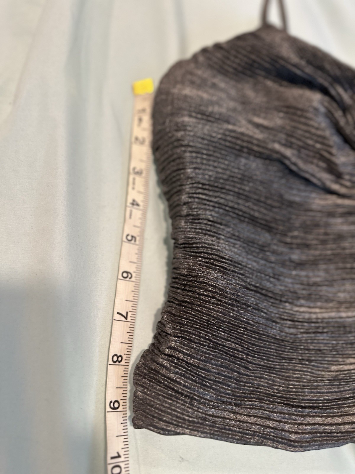 NWT Express Sz:S Pleated shimmer Metallic Bow Back Top Formal Cocktail Gray