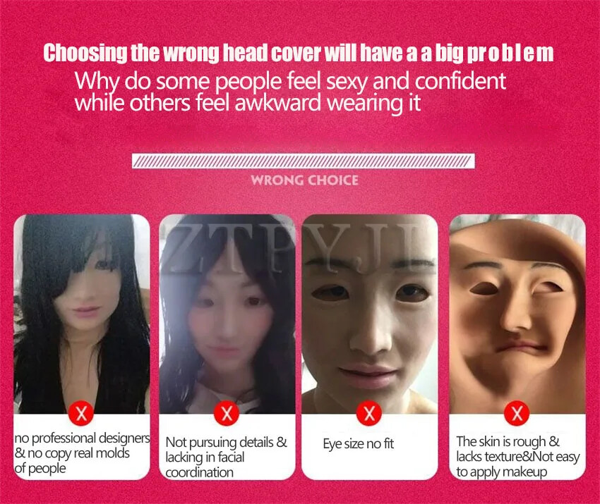 Realistic Mask Full Head Face Soft Silicone Male To Female Cosplay Crossdresser