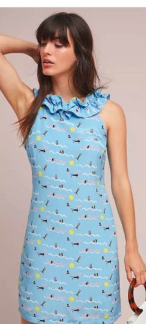 NWT~ Anthropologie Larke Harper Ruffled Dress Nautical Retro ~ SP