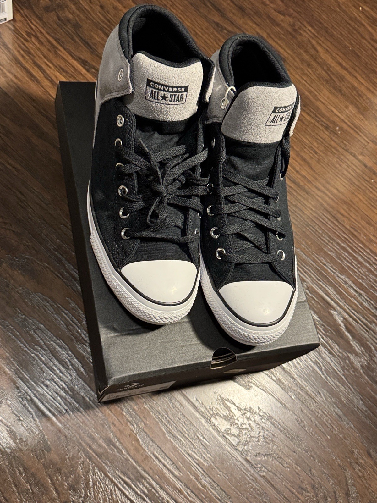 Converse All Star Men’s Athletic Sneakers Black Gray Mid Top A16470C Breathable