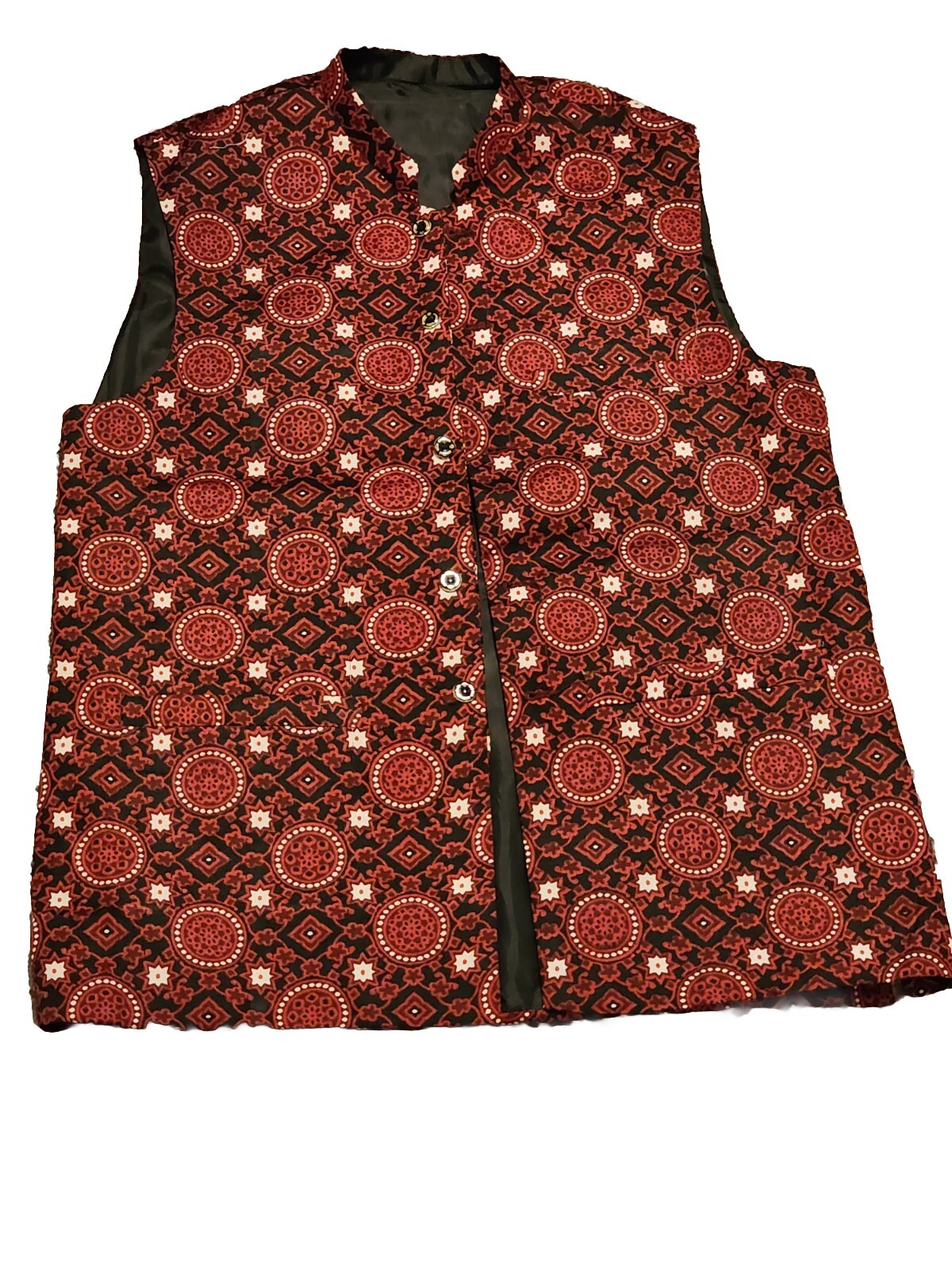 Men Traditional Sindhi Ajrak Print Waistcoat.