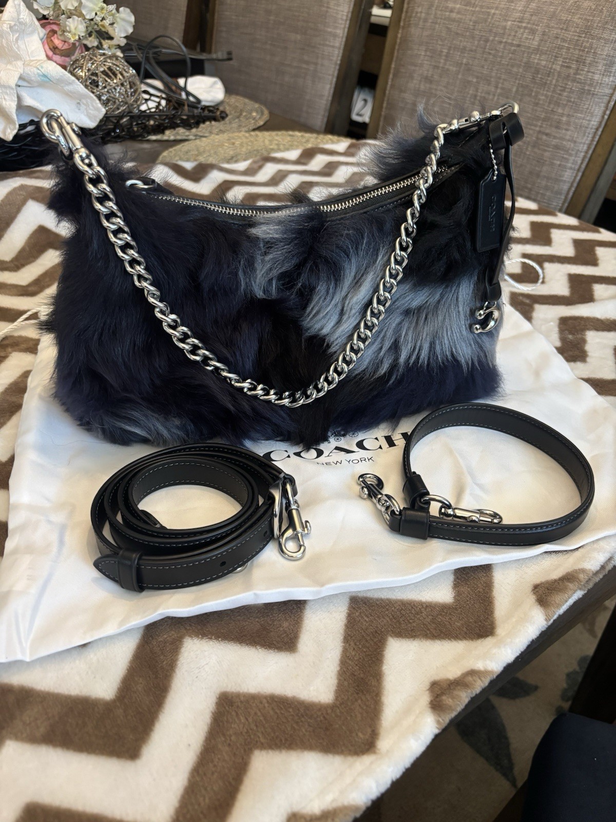 RARE-HTF Coach Juliet Shoulder Bag 25 with Patchwork Shearling