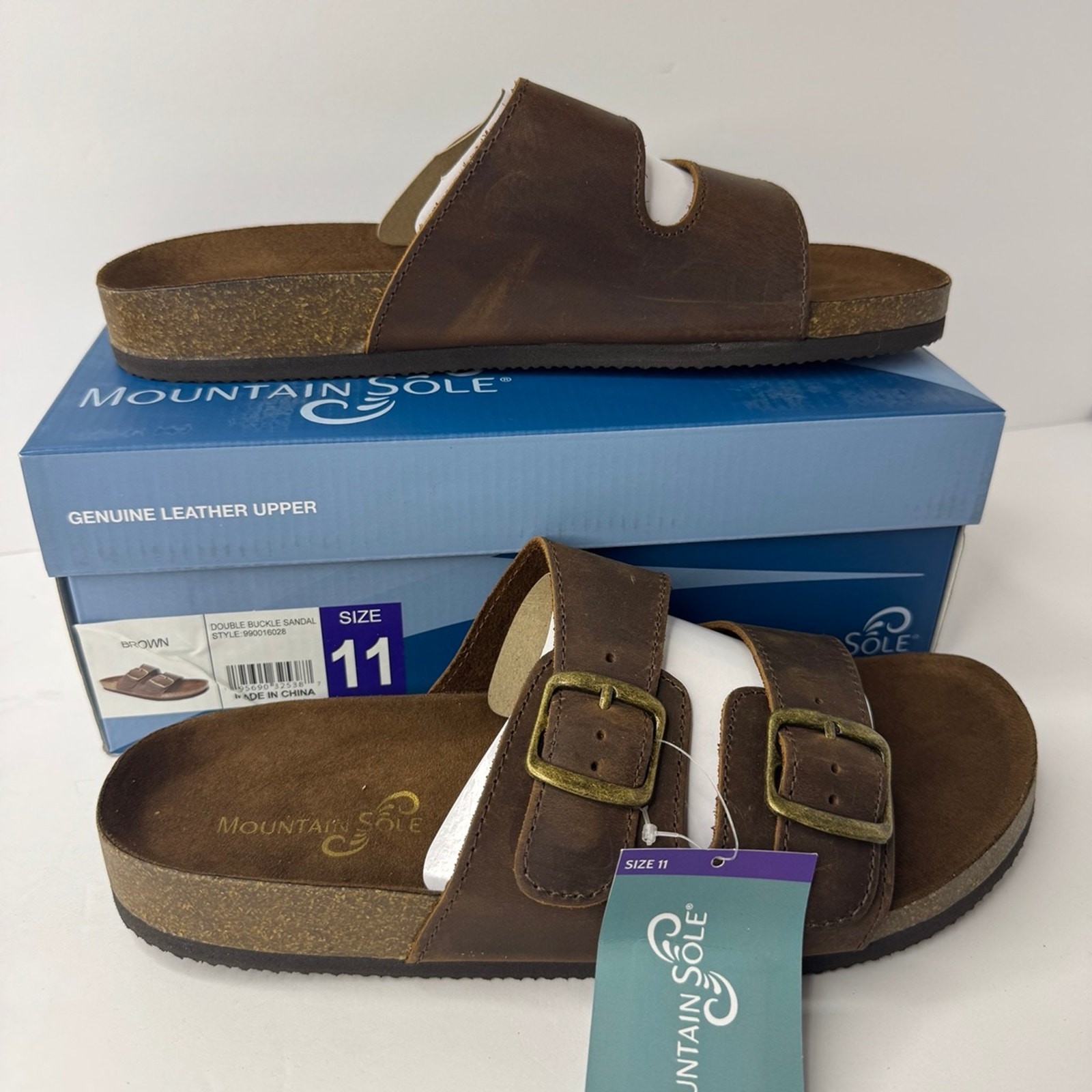 Mountain Sole Brown Leather Sandals Women’s Size 11 New In Box