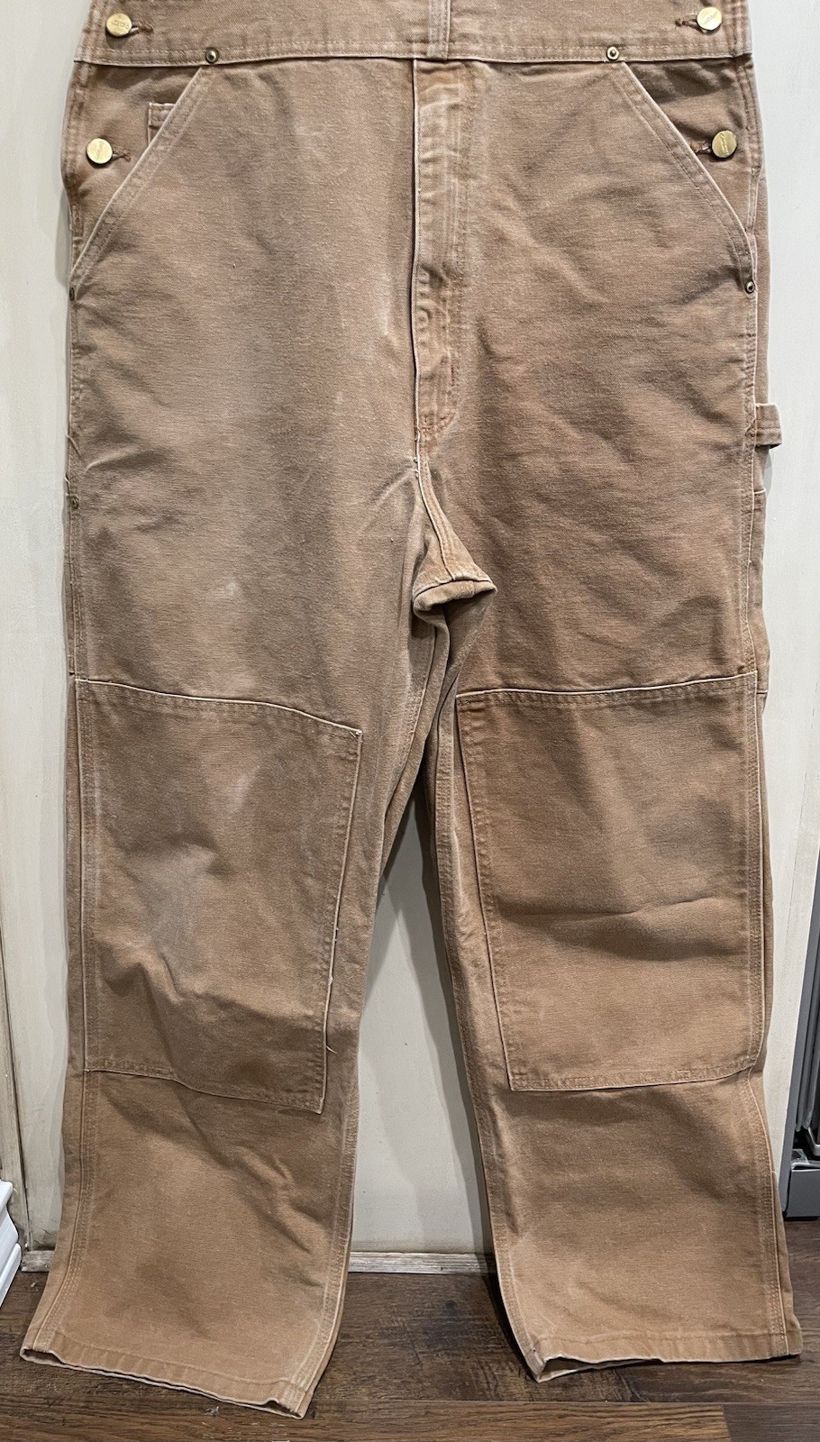 Carhartt Bib Duck Overalls 36×30 Double Knee Bibs R08 BRN Brown 100% Cotton