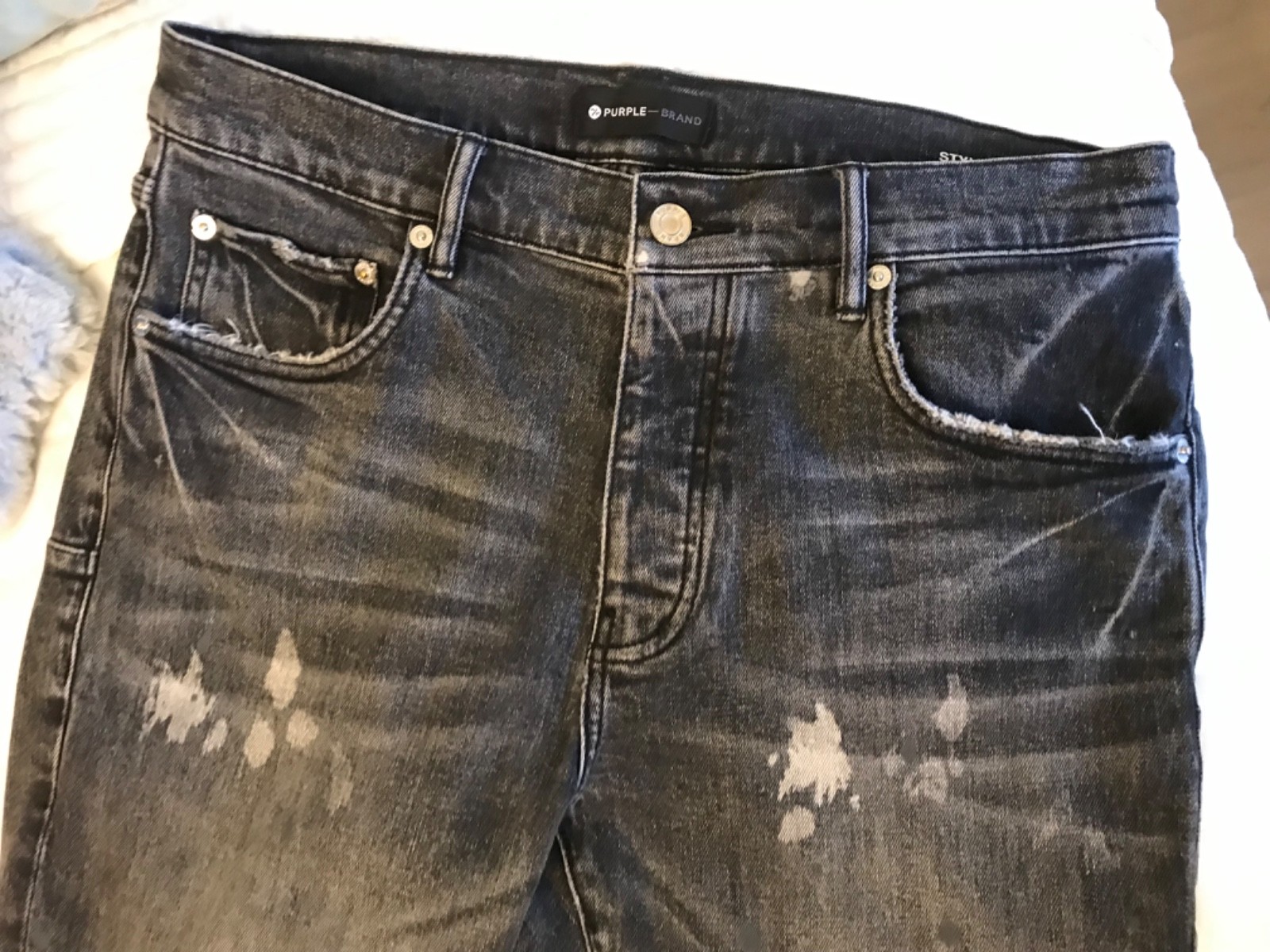 Purple Brand Jeans P004 Boot Cut men’s size 34 Black Distressed Denim nice clean