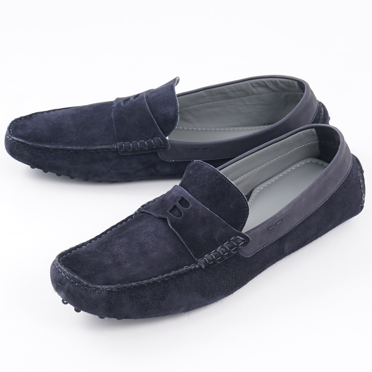 Brett Johnson Navy Blue Calf Suede Driving Moccasins 10.5 (Eu 43.5) Shoes NIB