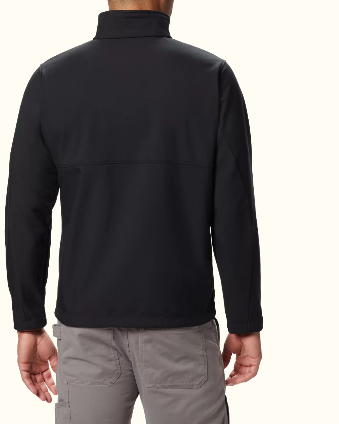 Men’s Outdoor Coat Windproof Polyester Full Zip Softshell Jacket Black