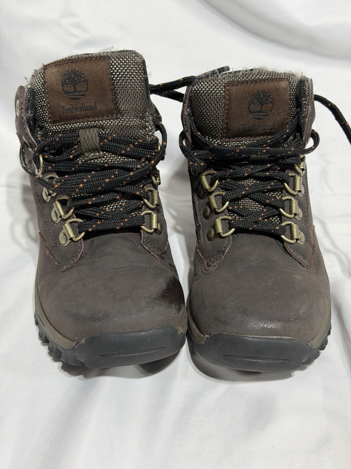 Timberland Boots Boys Sz 12.5 Keele Ridge Hiking Brown Leather Lace Up Casual
