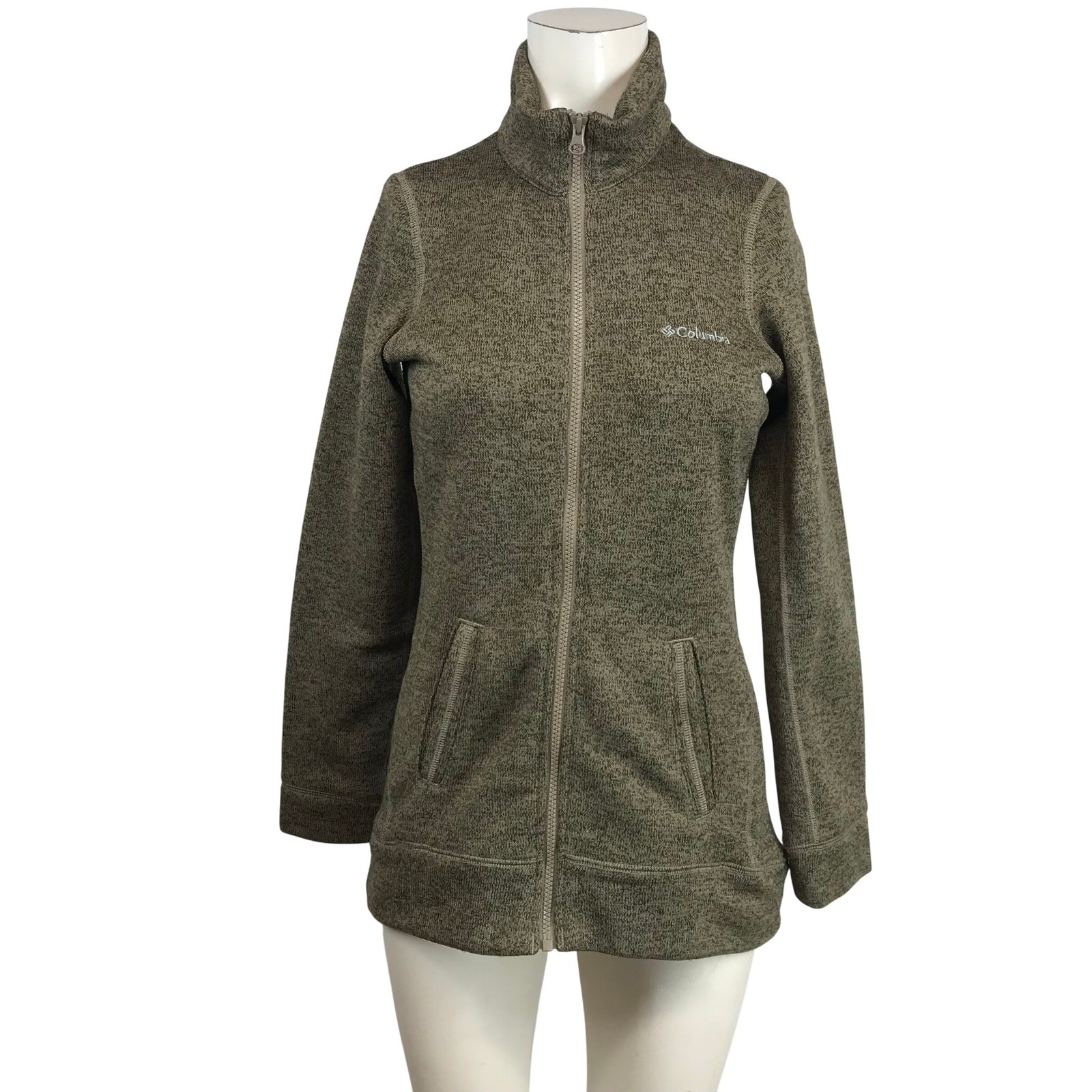Columbia Womens XS Olive Green Marl Full Zip Sweater Fleece Jacket Outdoor Layer